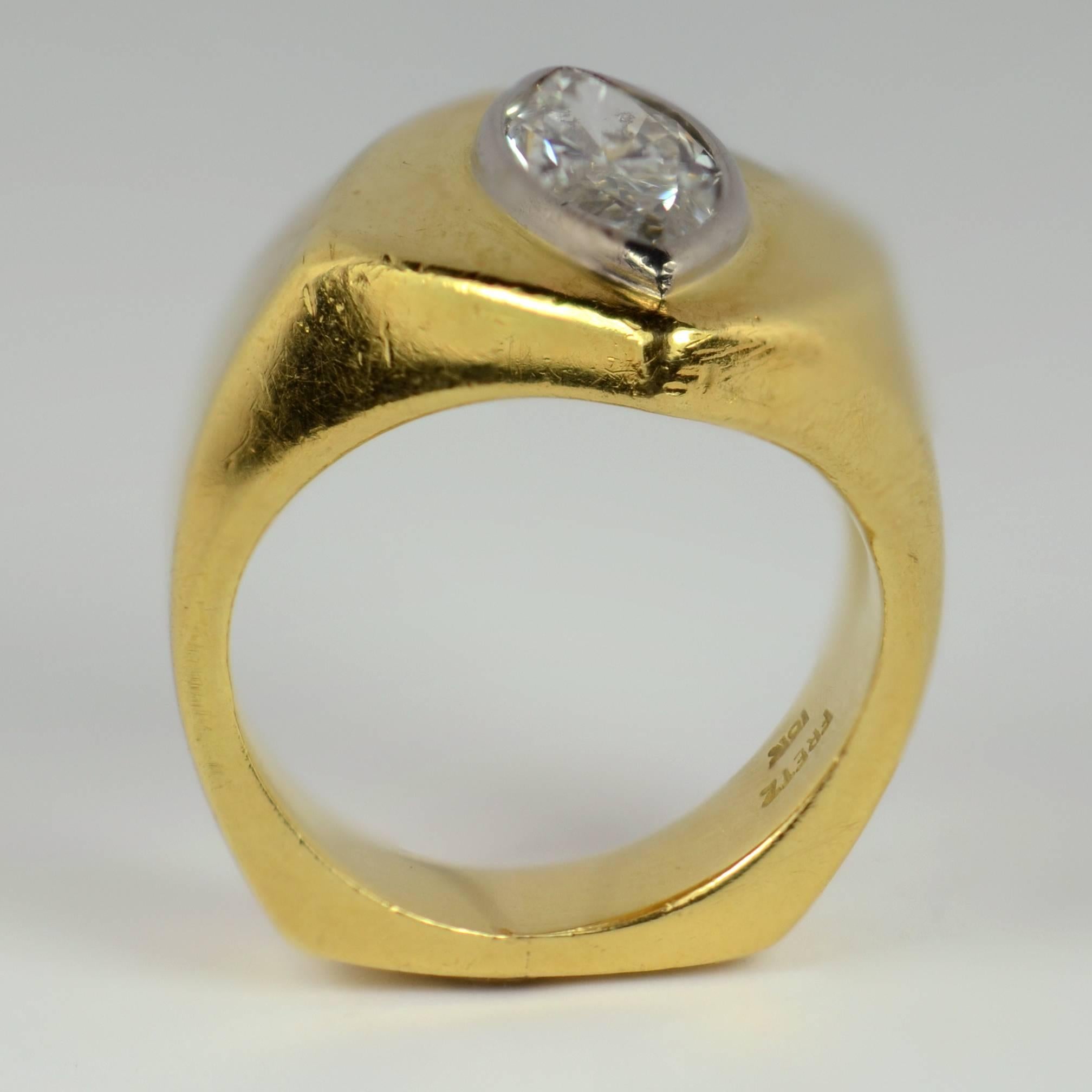 2.25 Carat Marquise Diamond Gold Asymmetric Ring 3