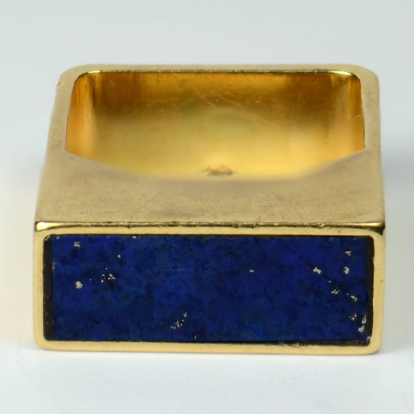 Postmodern Square Lapis Lazuli 18K Gold Ring 1