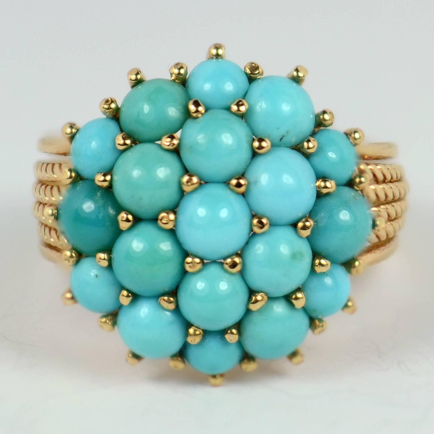 Women's Turquoise Gold Dome Ring