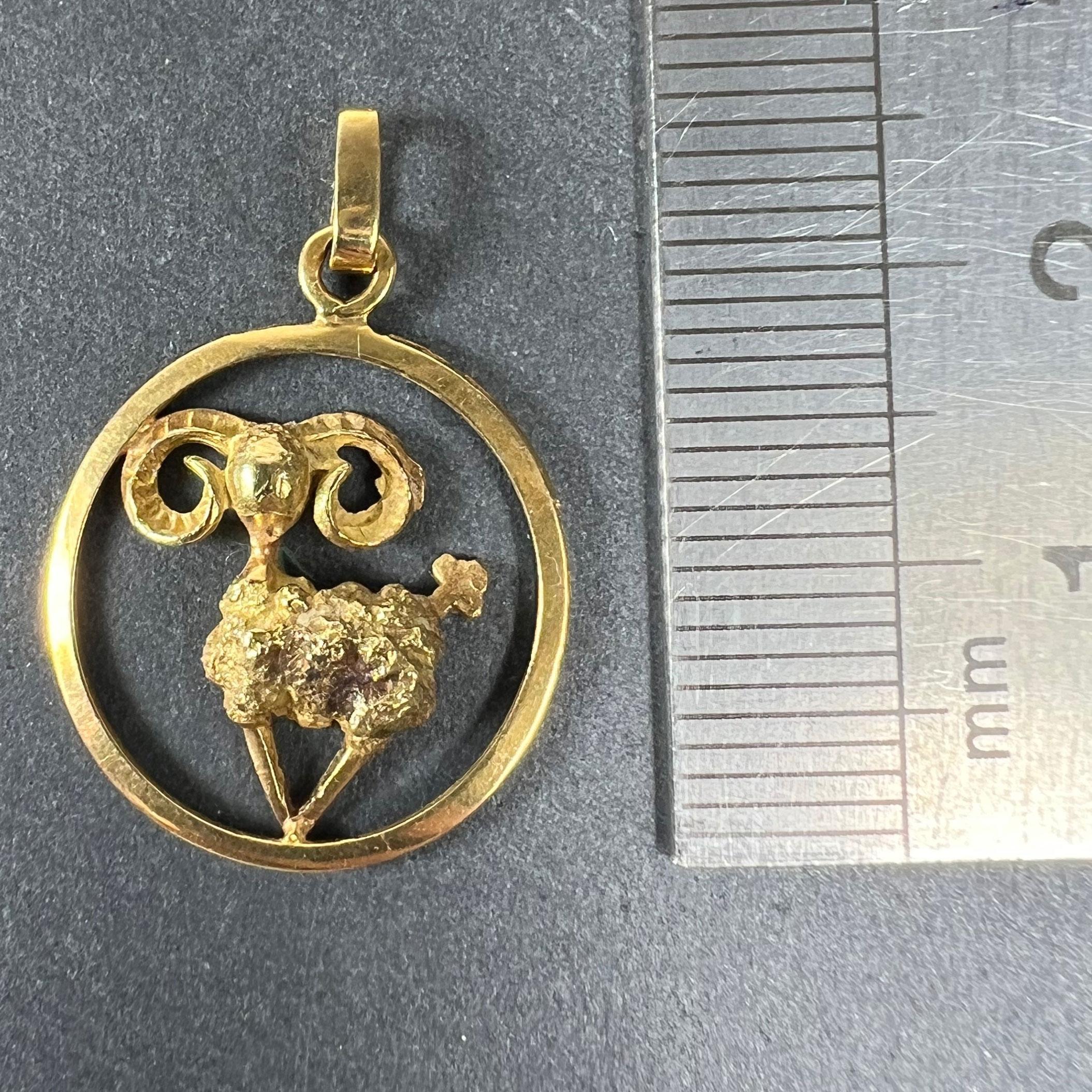 Colgante Charm Zodiaco Oveja Carnero Ares Francés Oro Amarillo 18K en venta 5