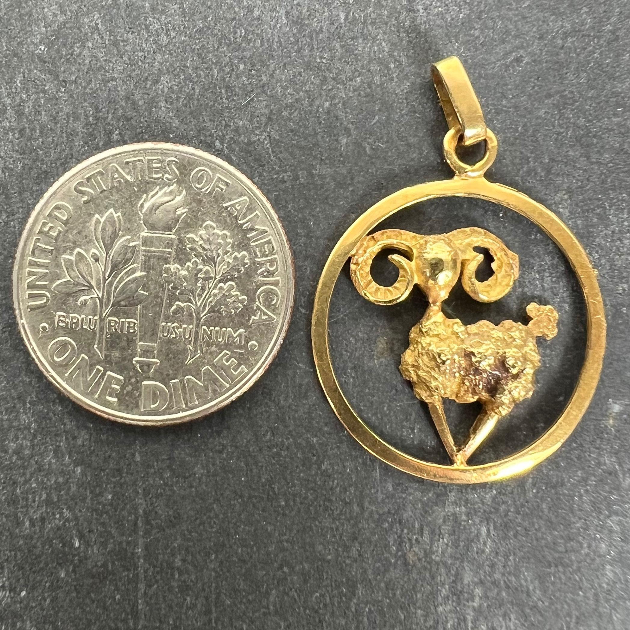 Colgante Charm Zodiaco Oveja Carnero Ares Francés Oro Amarillo 18K en venta 6