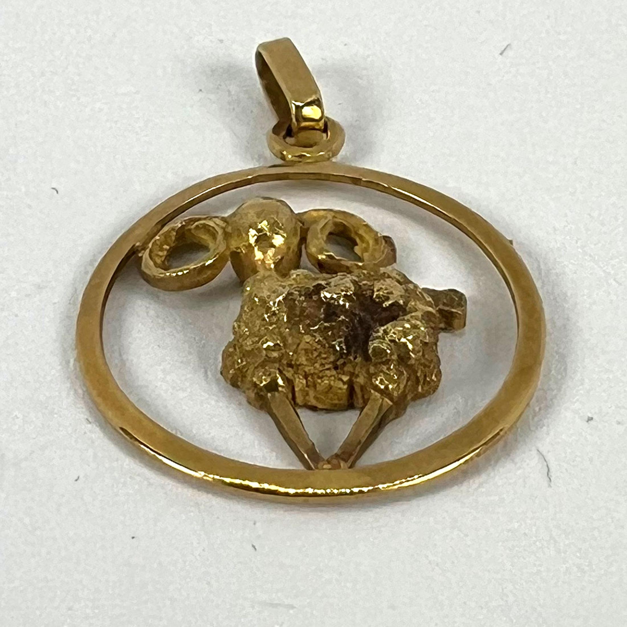 Colgante Charm Zodiaco Oveja Carnero Ares Francés Oro Amarillo 18K en venta 9
