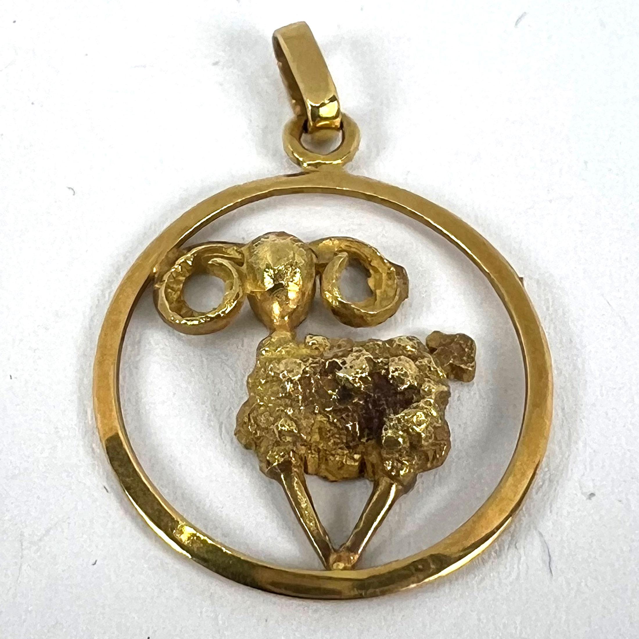 Colgante Charm Zodiaco Oveja Carnero Ares Francés Oro Amarillo 18K en venta 8