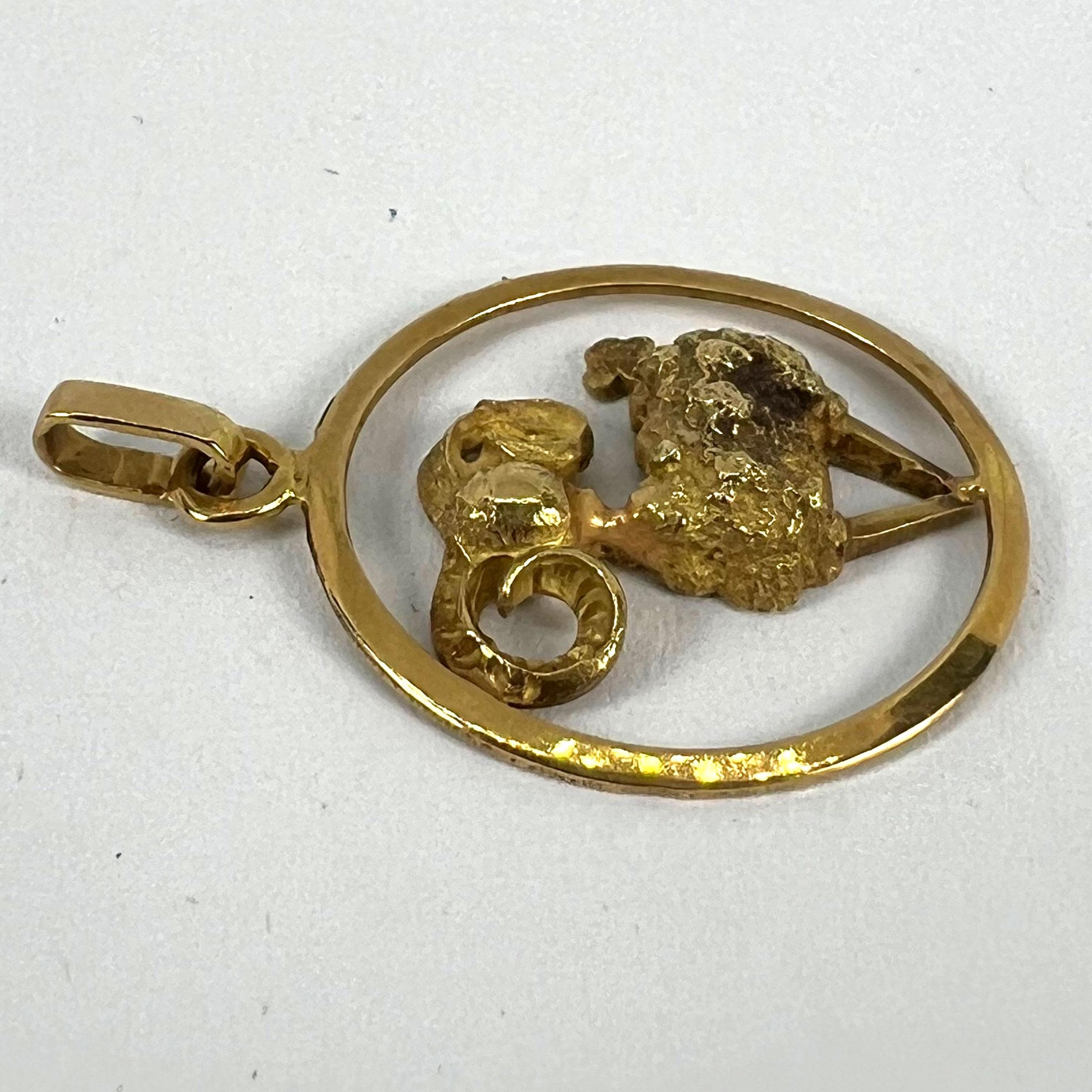 Colgante Charm Zodiaco Oveja Carnero Ares Francés Oro Amarillo 18K en venta 10