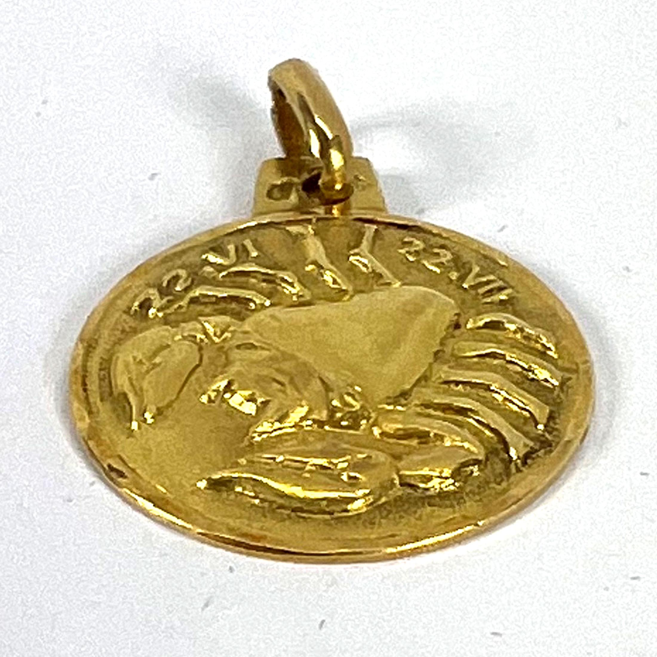 Colgante Encanto Cáncer Zodíaco Francés de Oro Amarillo de 18 Kilates en venta 9