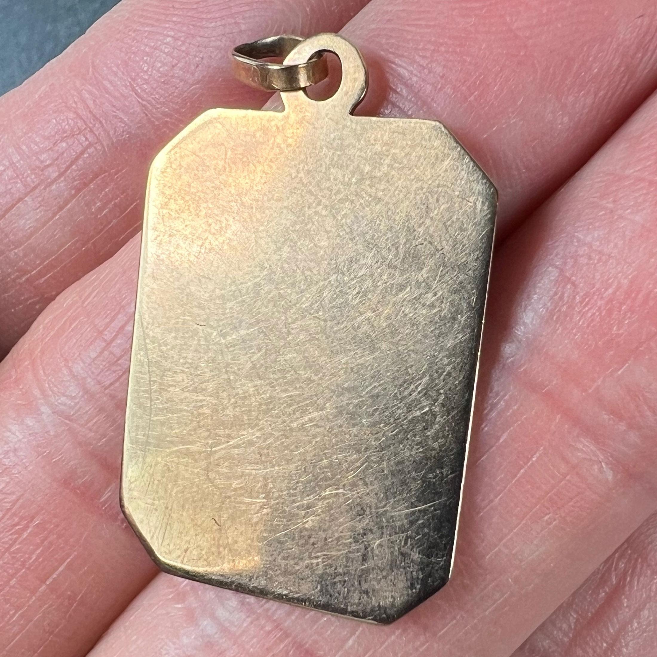 Colgante con medalla de oro amarillo rosa de 18 quilates de la Primera Comunión francesa en venta 5