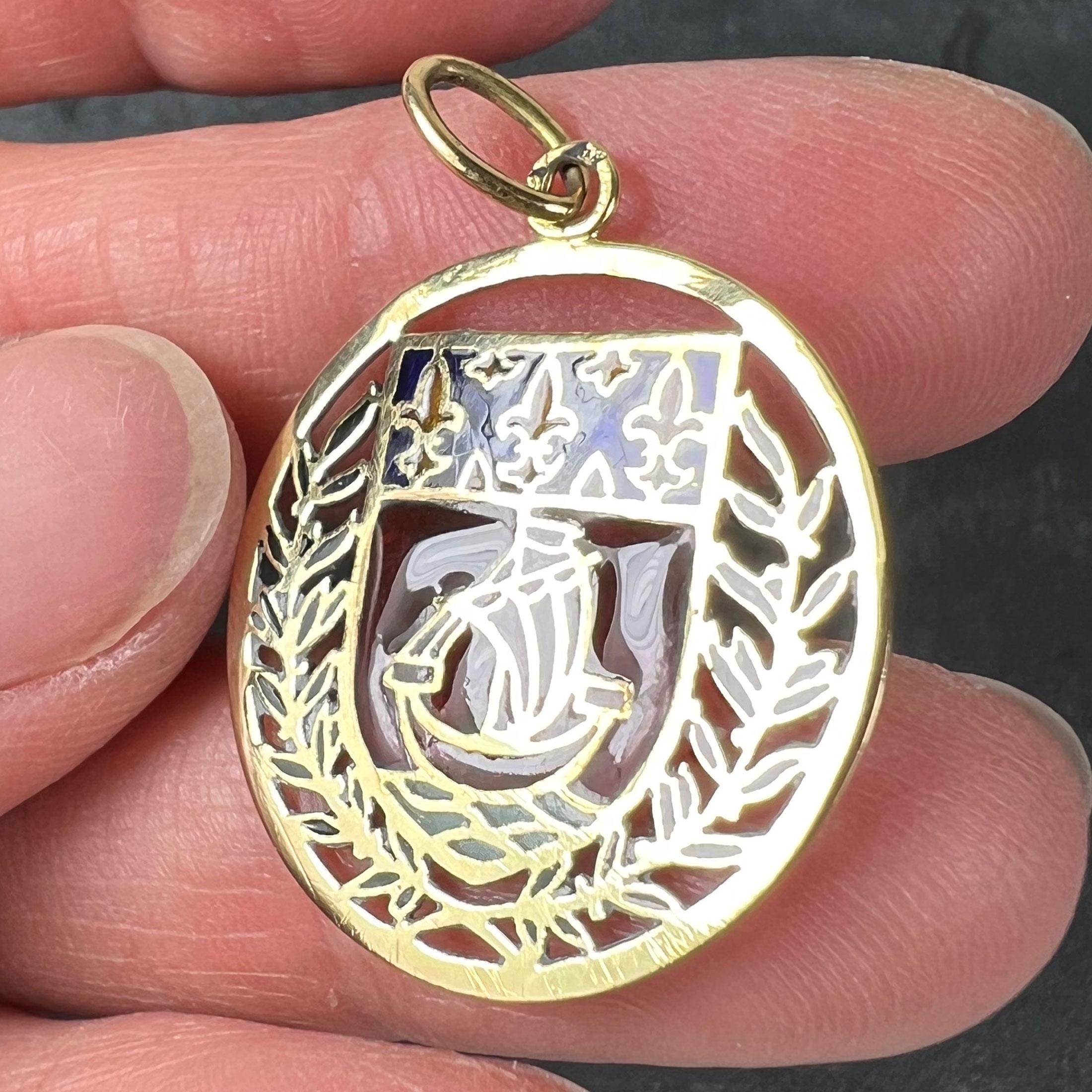 French City of Paris Coat of Arms 18k Gold Plique-A-Jour Enamel Charm Pendant For Sale 6