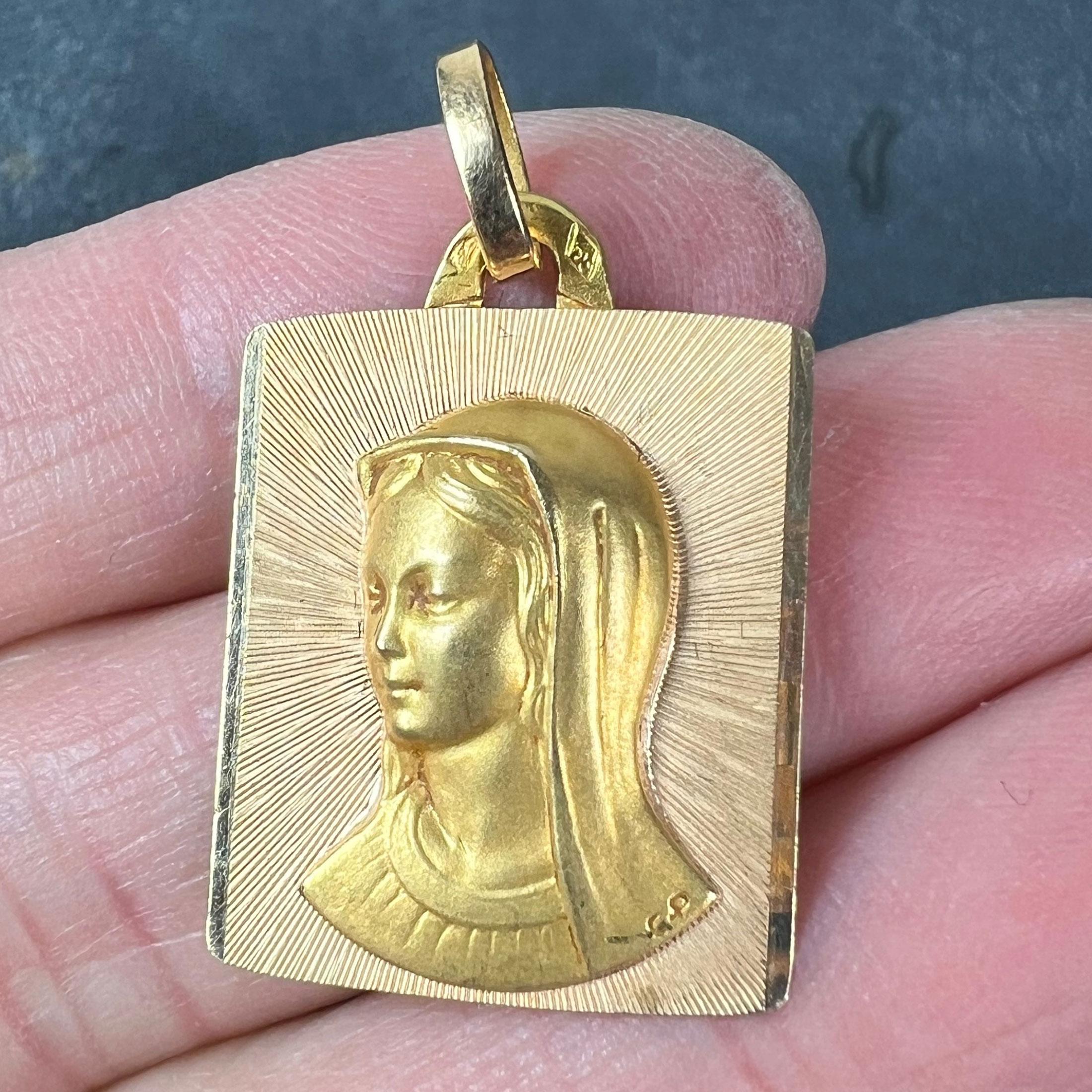 Perroud Virgin Mary Pendentif rectangulaire en or jaune 18 carats 1