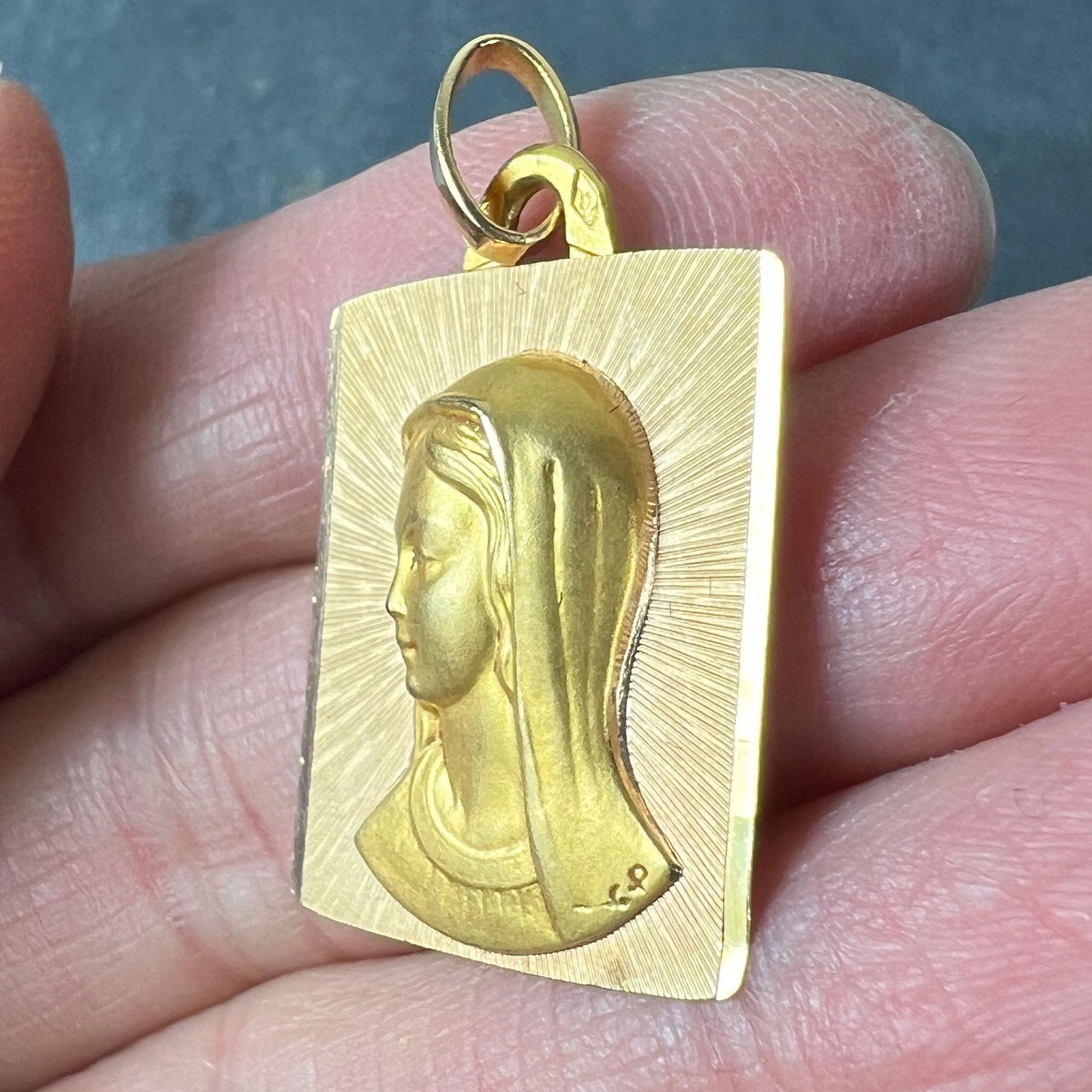 Perroud Virgin Mary Pendentif rectangulaire en or jaune 18 carats 2