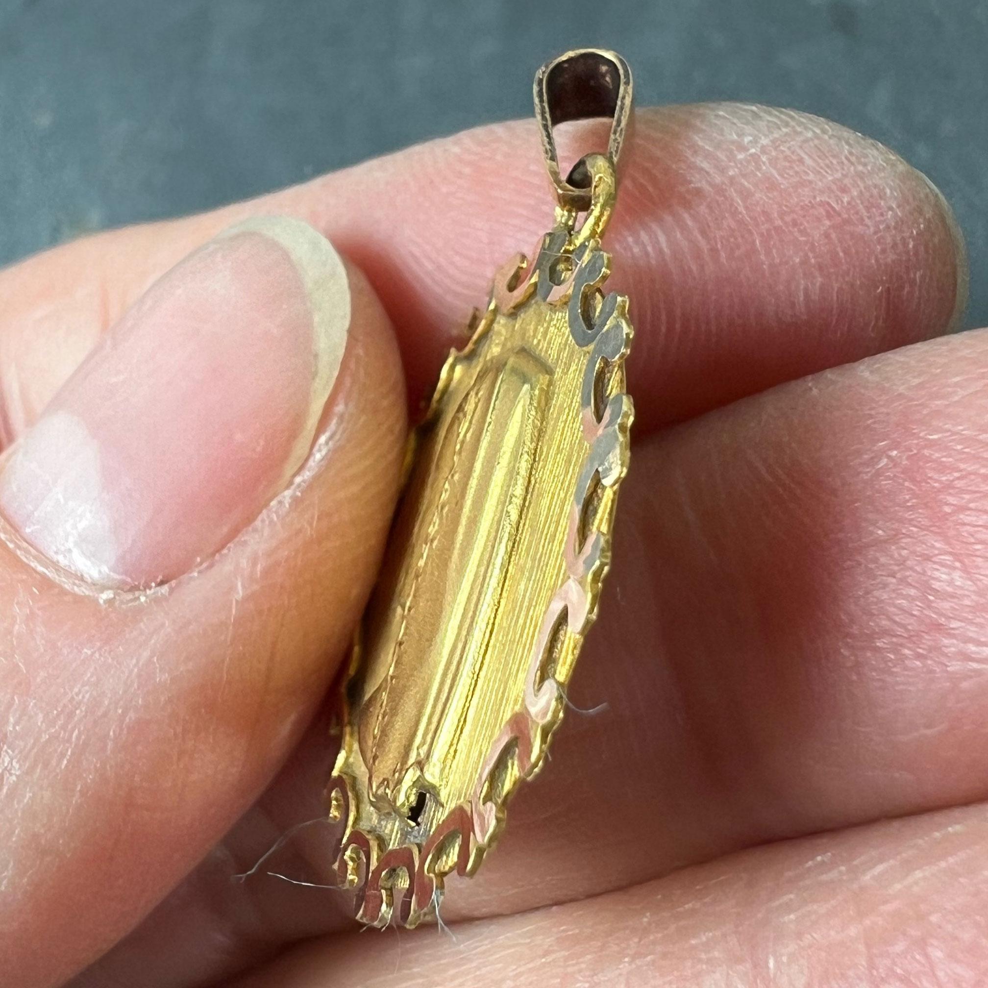 Vintage French Virgin Mary 18K Yellow Gold Medal Pendant en venta 3