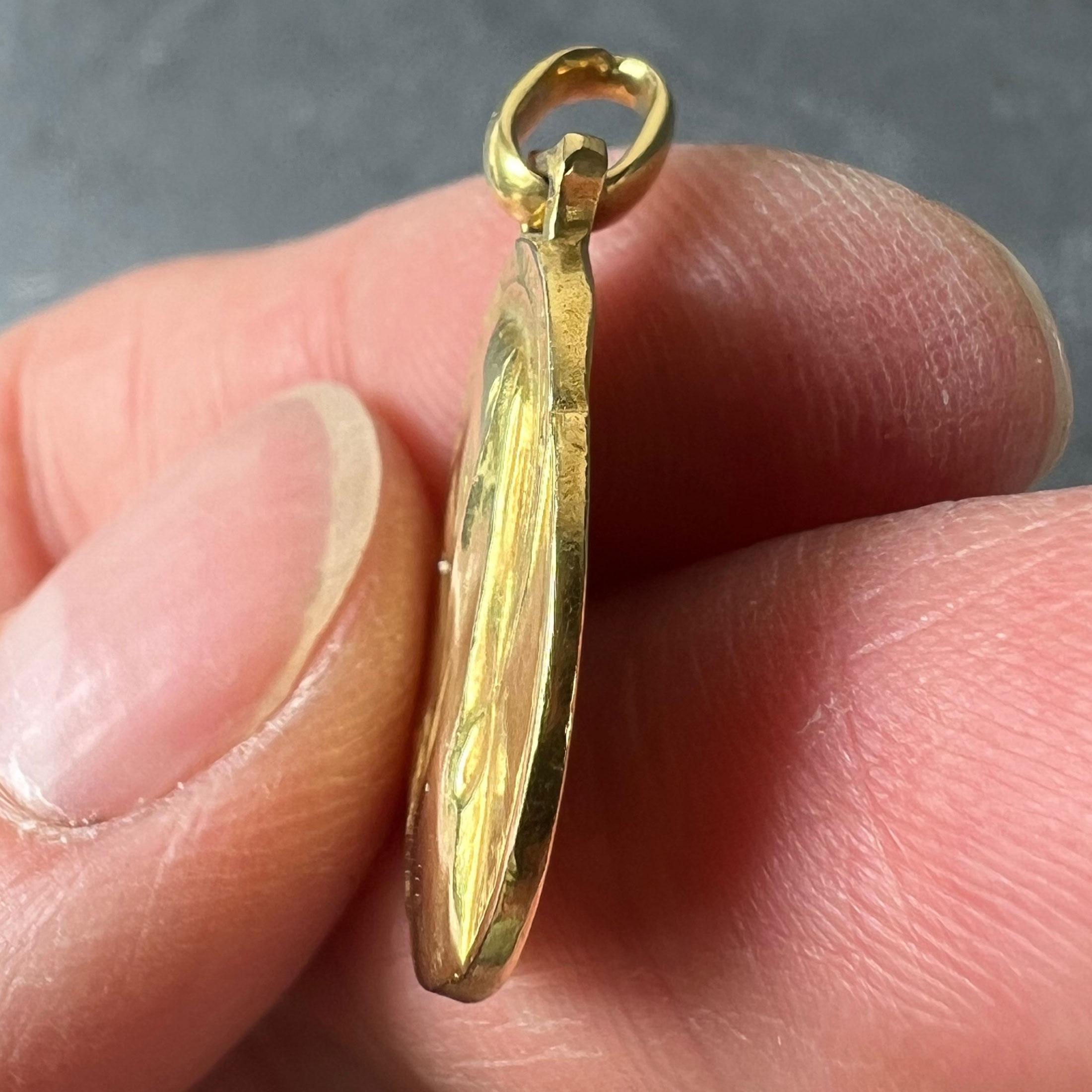 Women's French Emile Dropsy Virgin Mary 18k Yellow Gold Medal Pendant For Sale