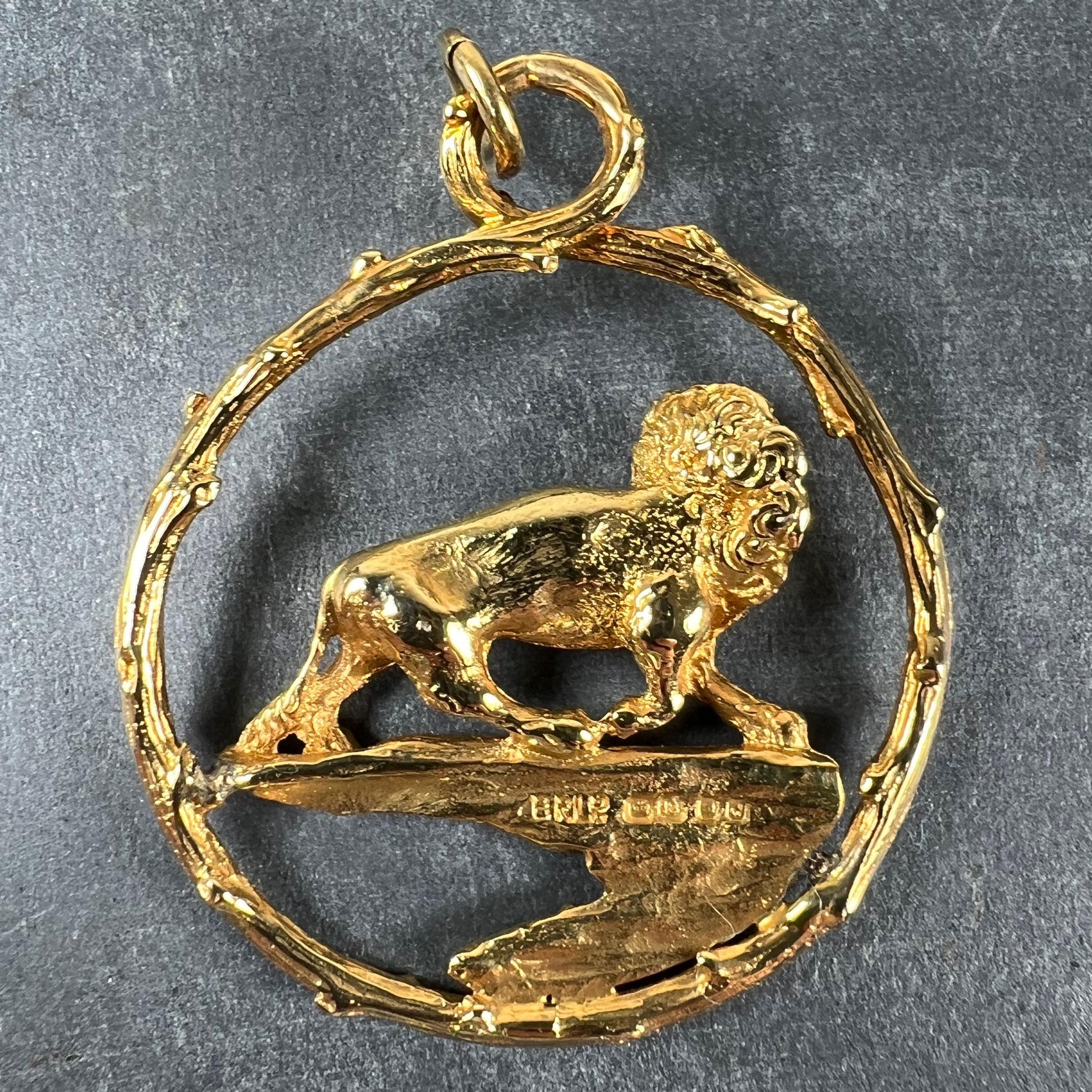 Rosenthal Large Zodiac Leo Pendentif à breloque lion en or jaune 18K Bon état - En vente à London, GB