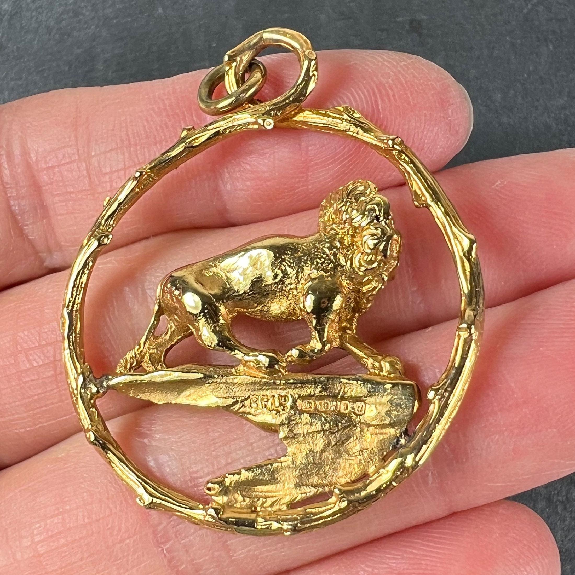 Rosenthal Large Zodiac Leo Pendentif à breloque lion en or jaune 18K en vente 4