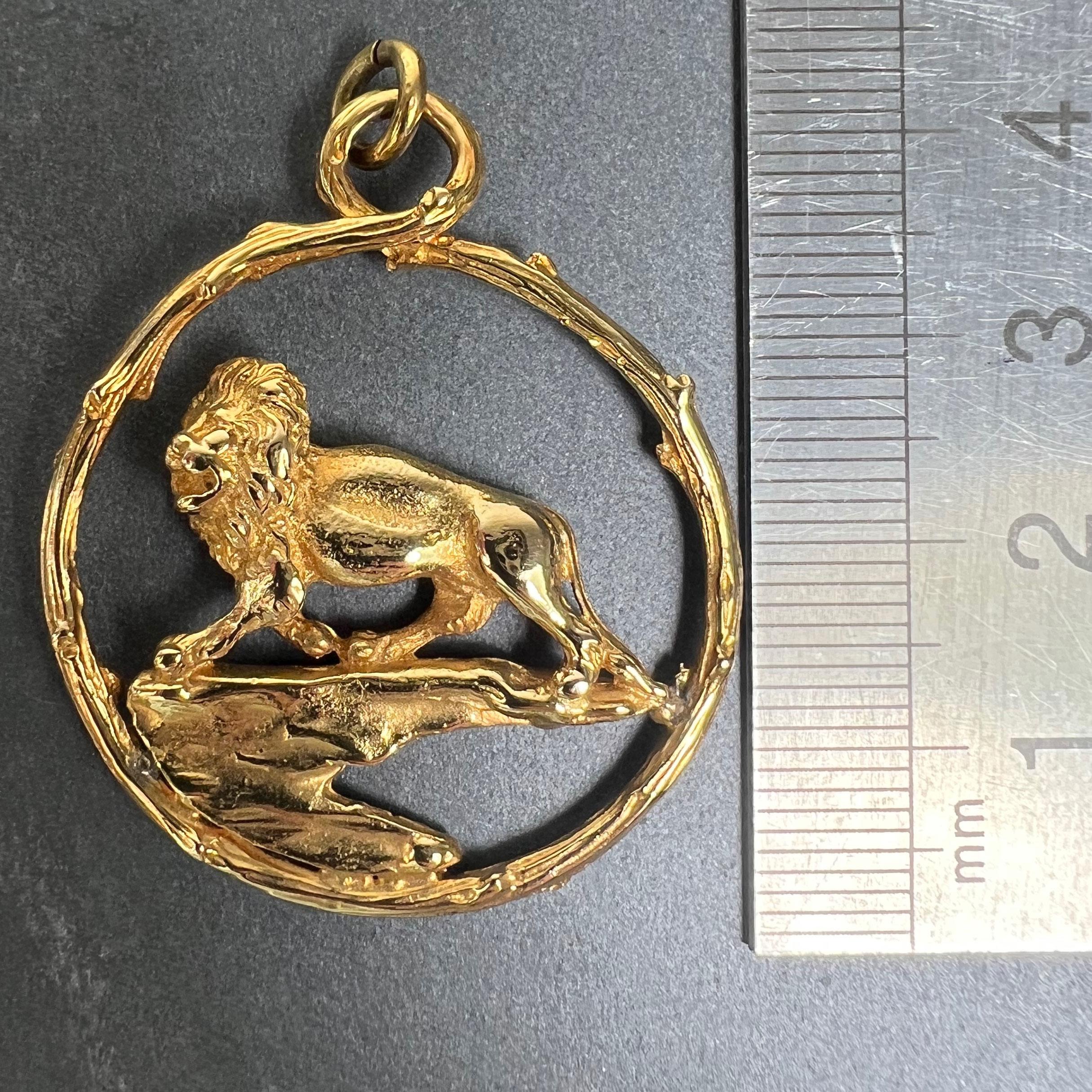 Rosenthal Large Zodiac Leo Pendentif à breloque lion en or jaune 18K en vente 7