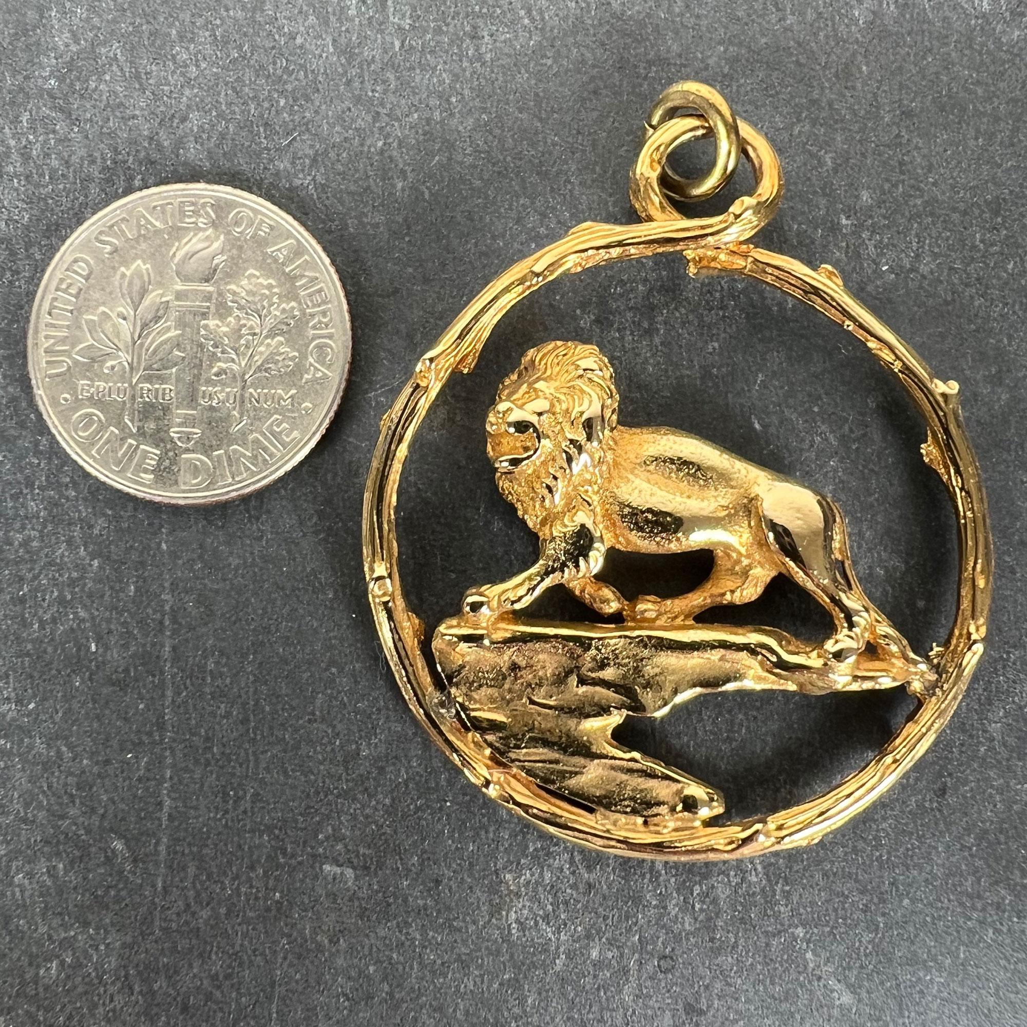 Rosenthal Large Zodiac Leo Pendentif à breloque lion en or jaune 18K en vente 8