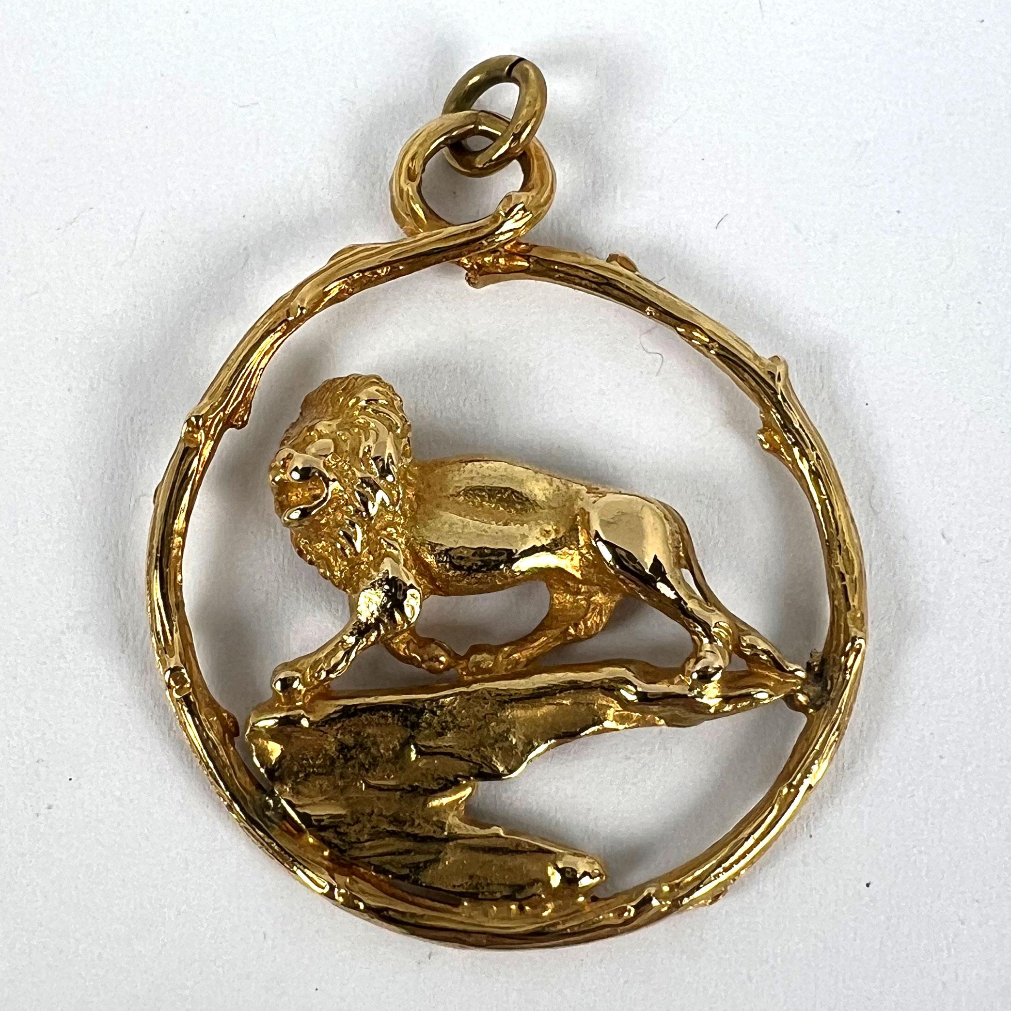 Rosenthal Large Zodiac Leo Pendentif à breloque lion en or jaune 18K en vente 9