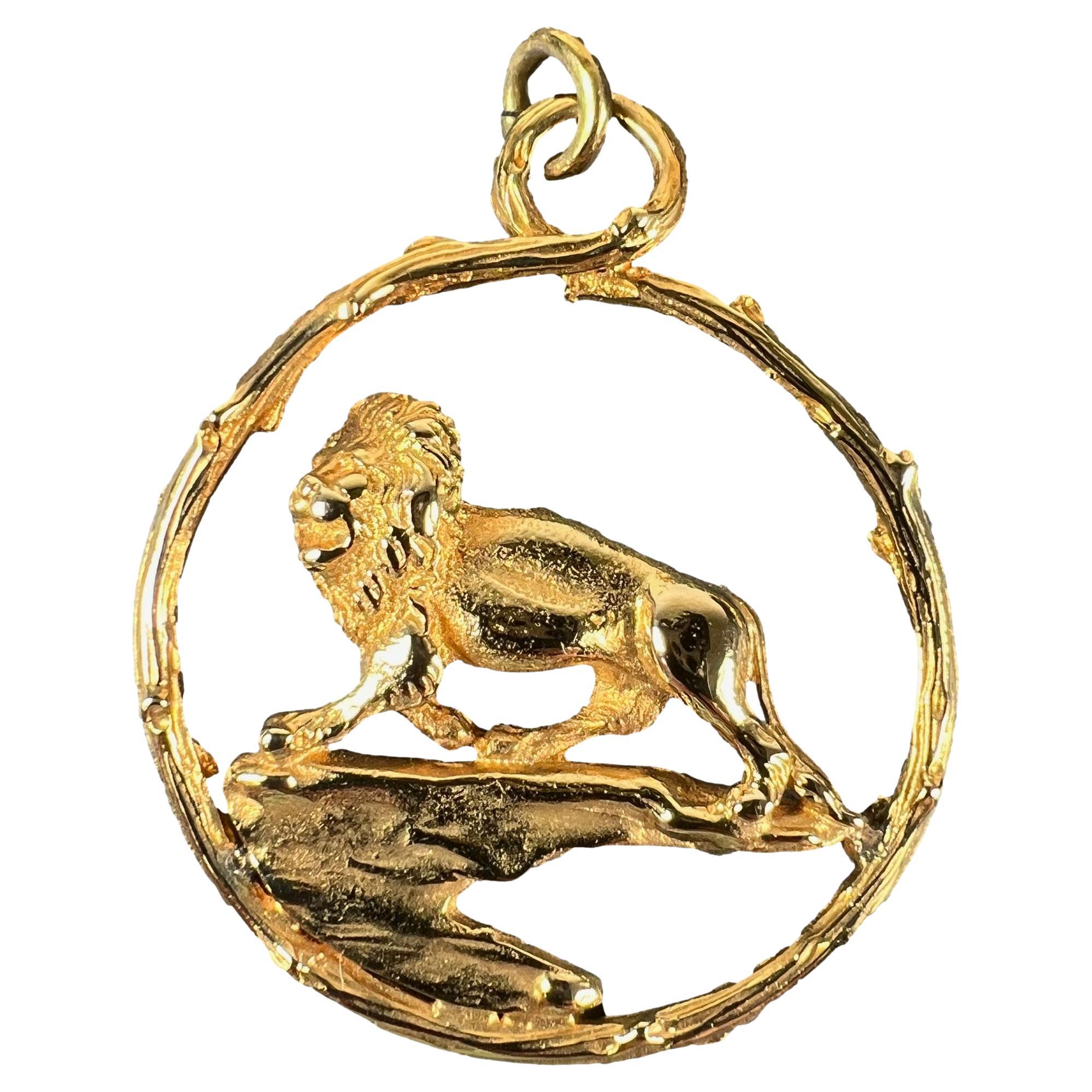 Rosenthal Large Zodiac Leo 18K Yellow Gold Lion Charm Pendant