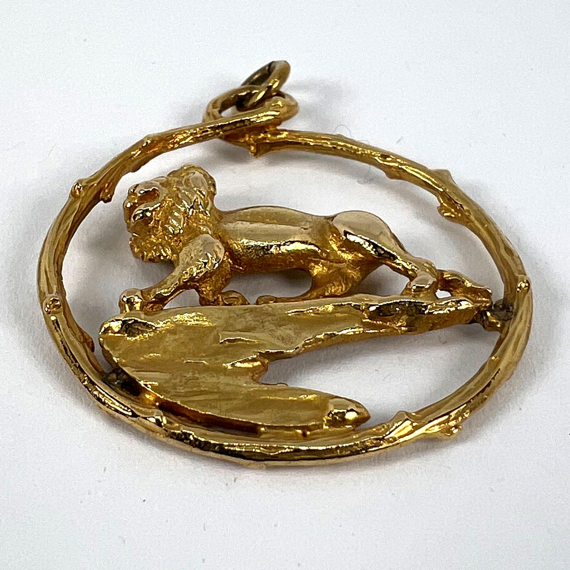 Rosenthal Large Zodiac Leo Pendentif à breloque lion en or jaune 18K en vente 11