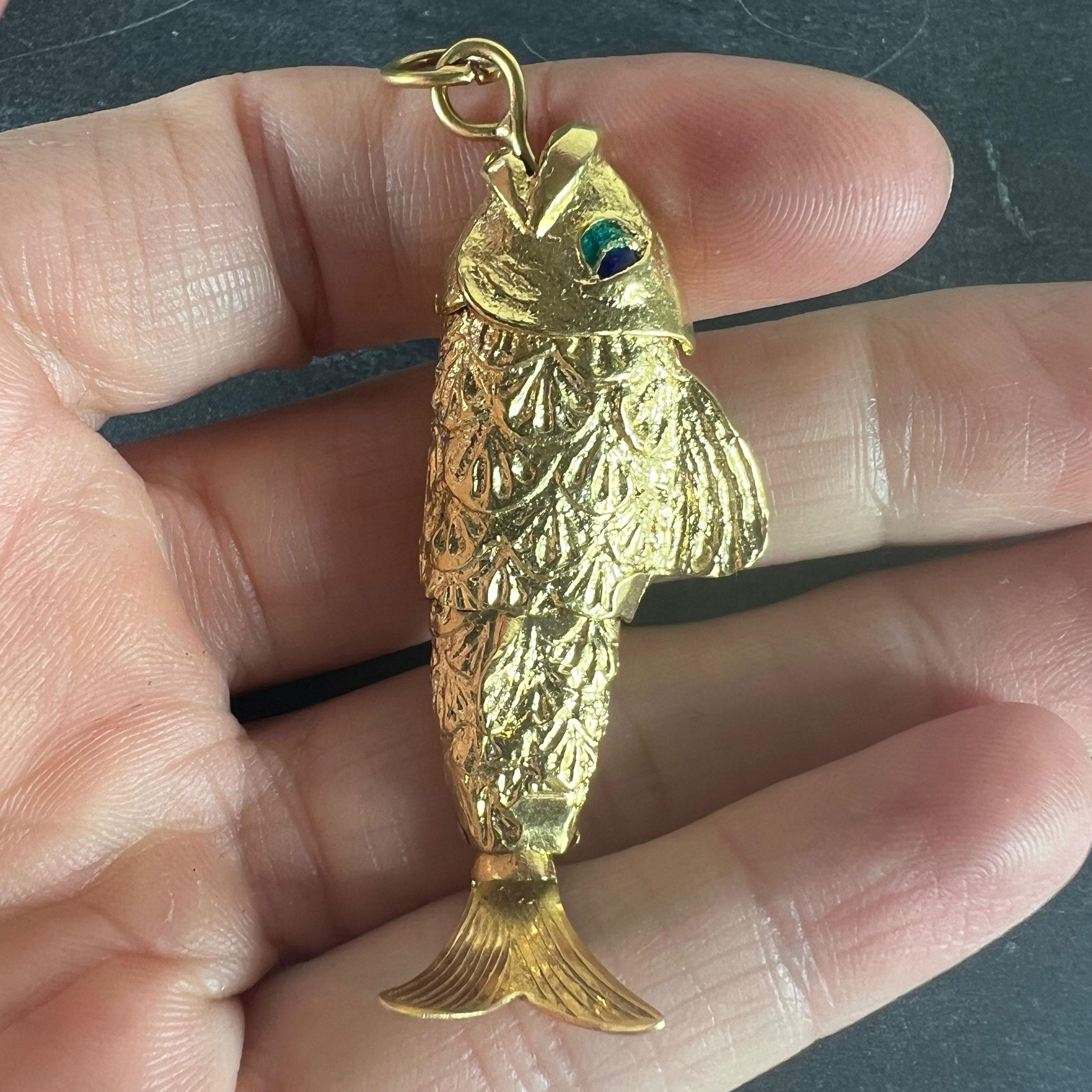 De las mujeres Colgante de oro amarillo de 18 quilates con forma de pez articulado en venta