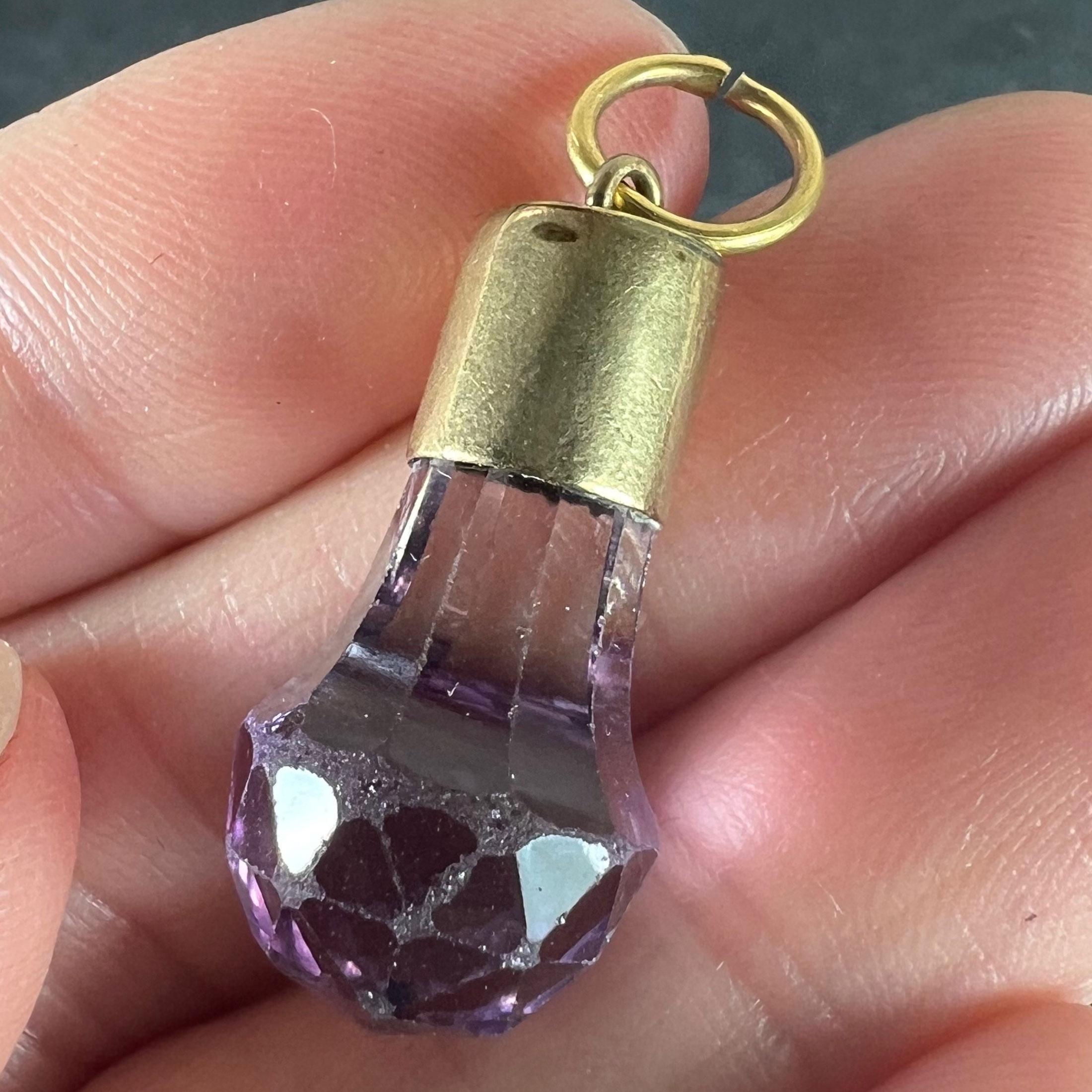 da uomo o donna Ciondolo Charm Fob in oro giallo 18K con ametista in vendita