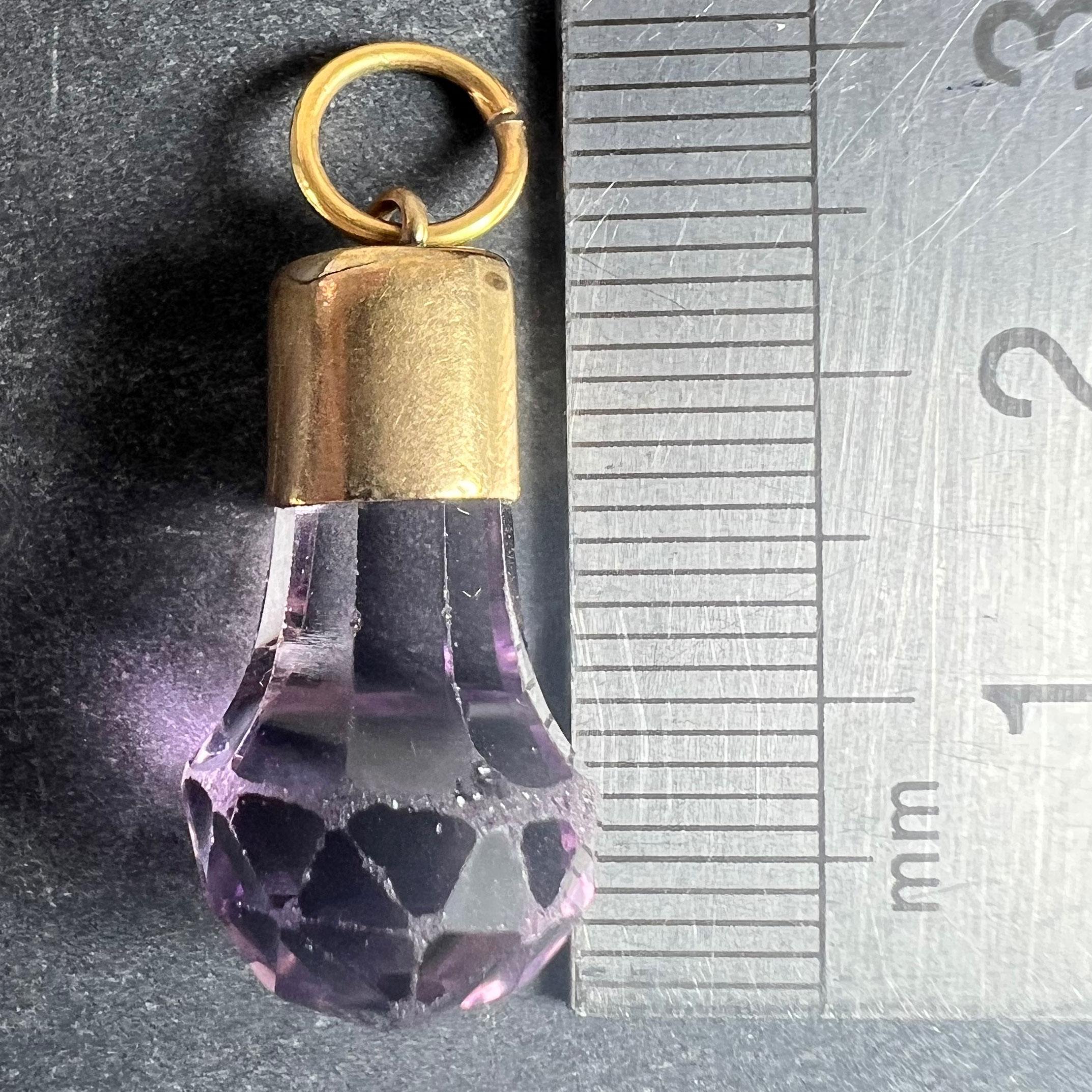 Ciondolo Charm Fob in oro giallo 18K con ametista in vendita 5