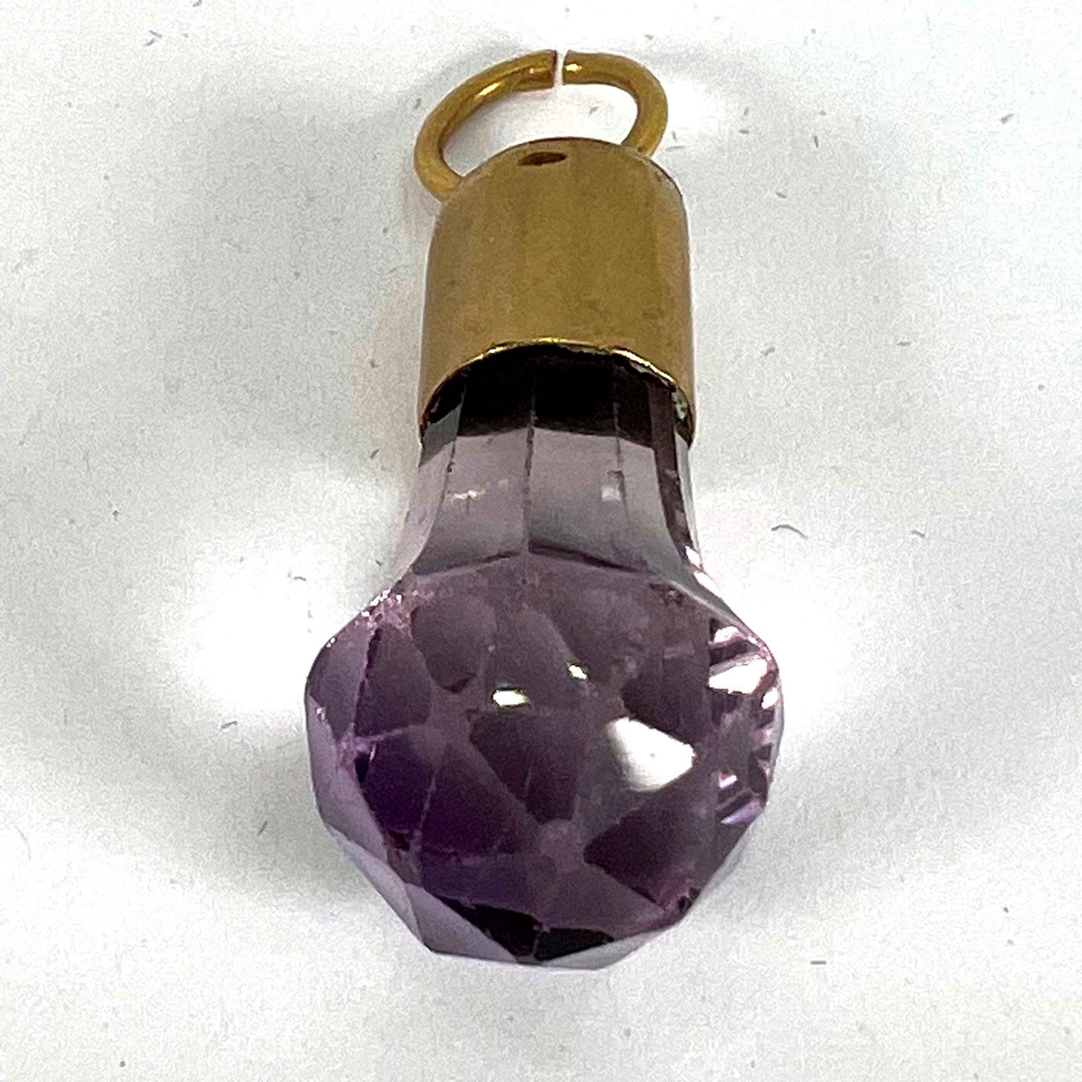 Ciondolo Charm Fob in oro giallo 18K con ametista in vendita 8