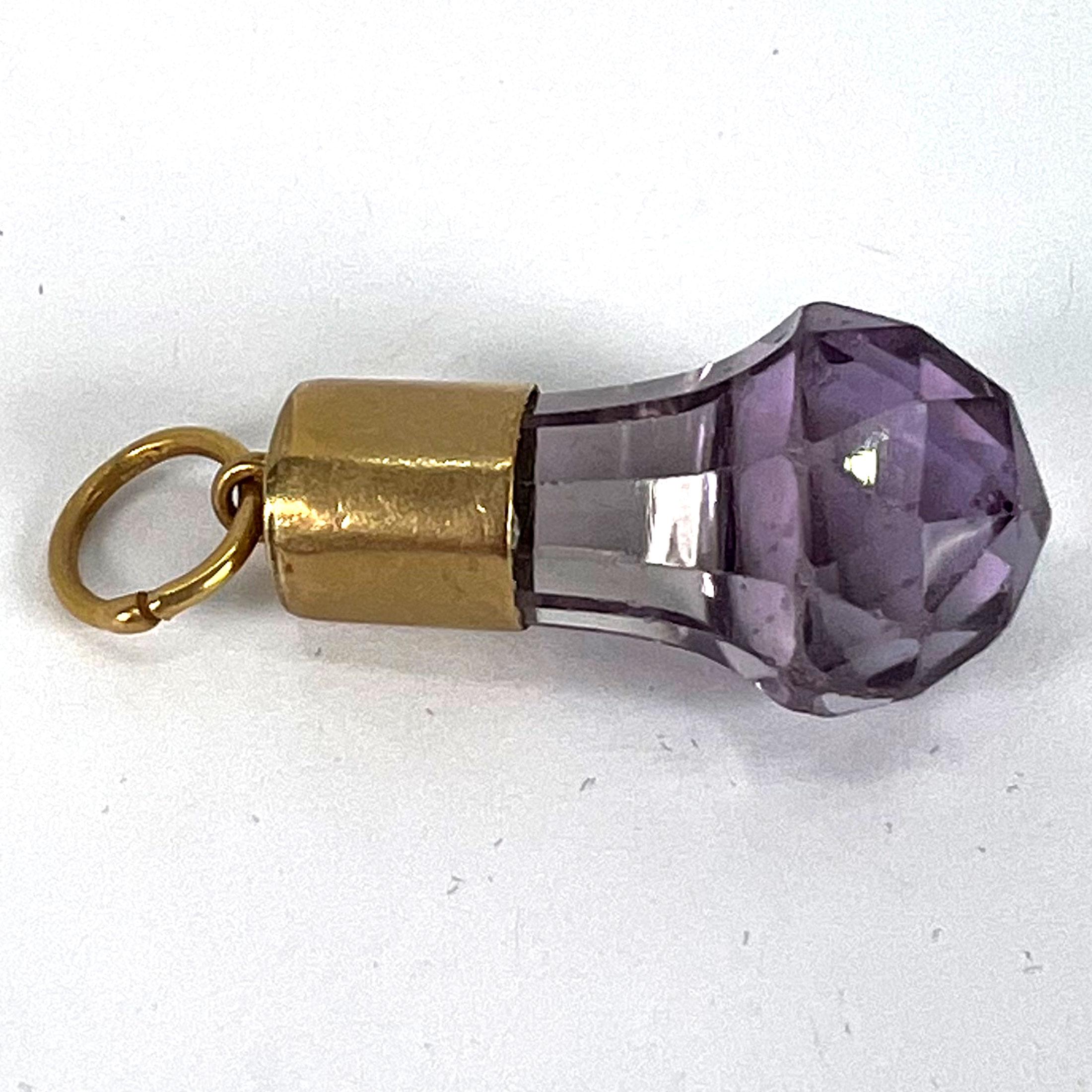 Ciondolo Charm Fob in oro giallo 18K con ametista in vendita 10