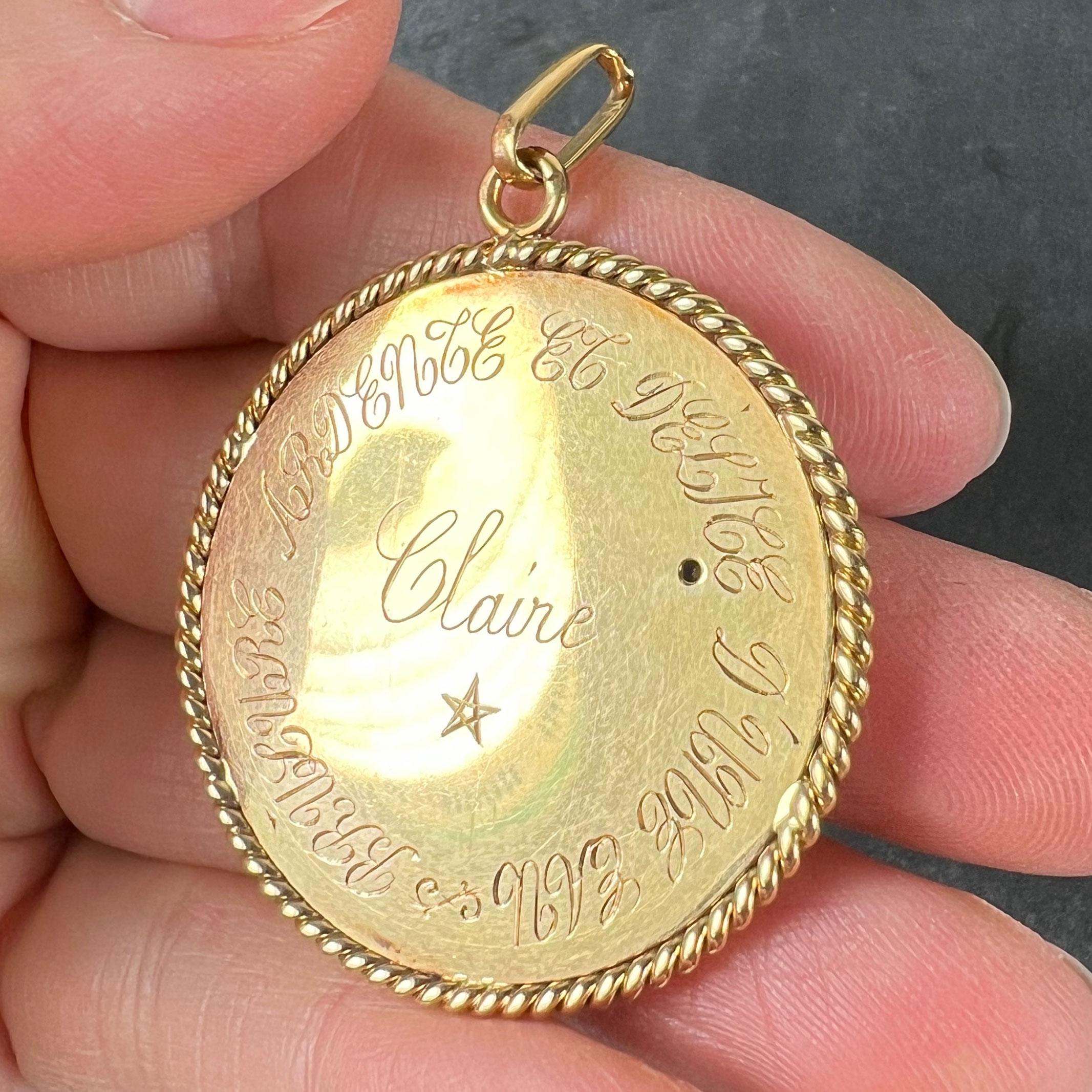 Grand pendentif français Lovebirds en or jaune 18 carats, émeraude, rubis, saphir et diamant en vente 4