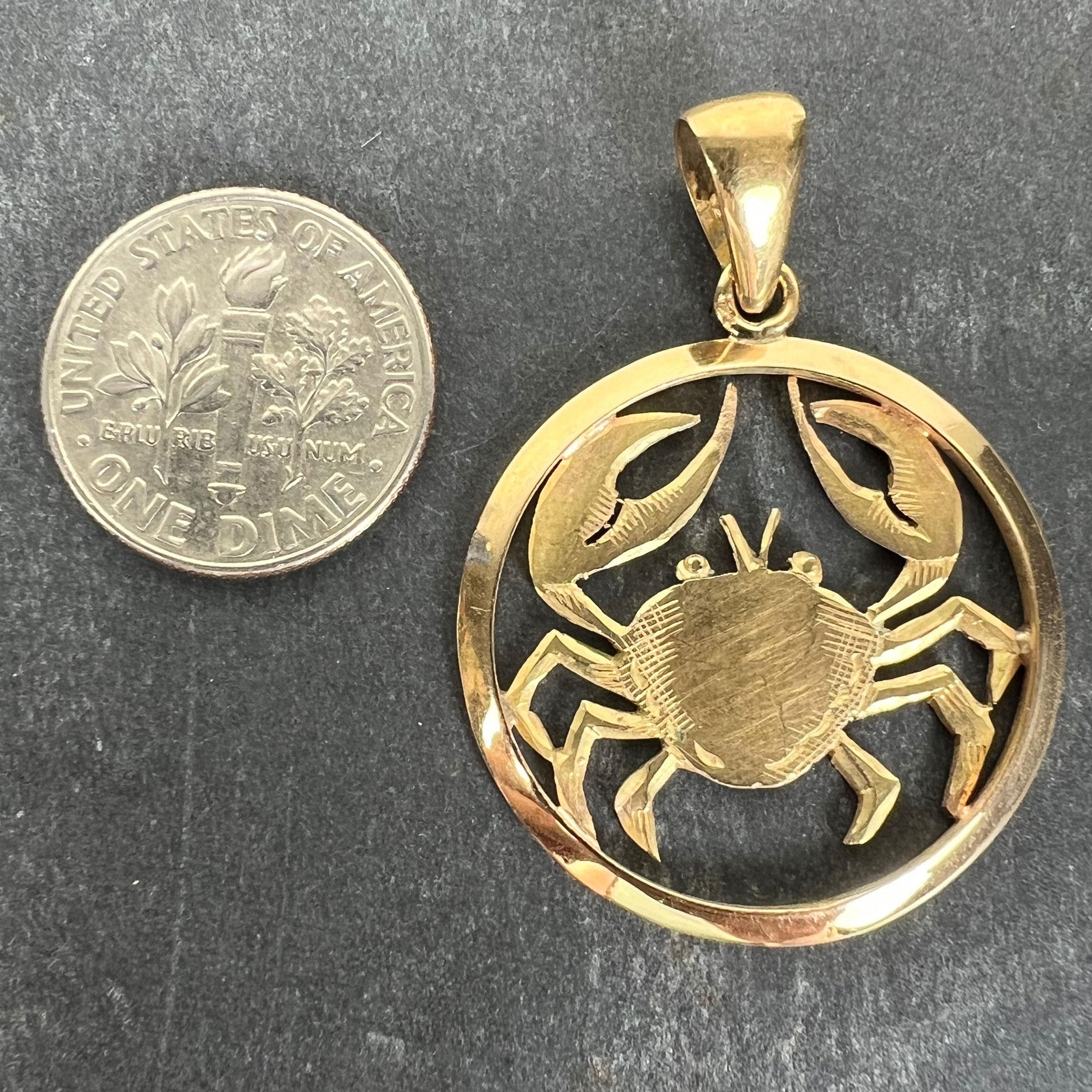 Large French 18K Yellow Gold Zodiac Cancer Crab Charm Pendant For Sale 4