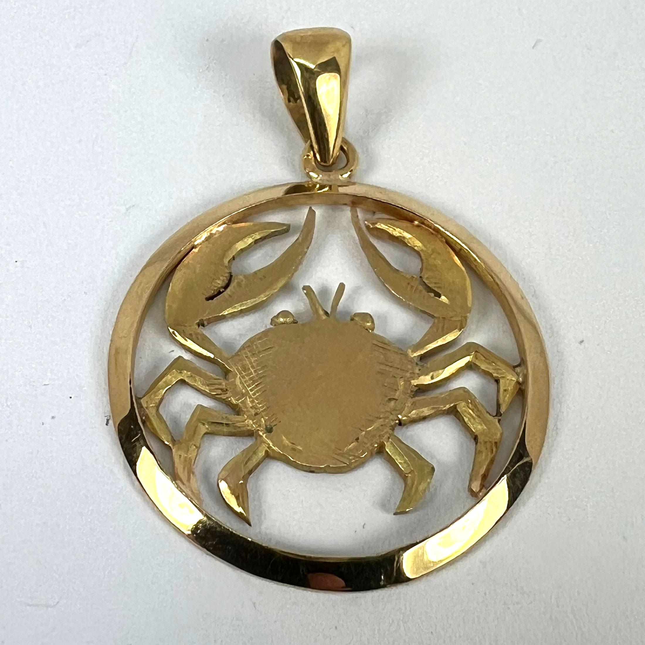 Large French 18K Yellow Gold Zodiac Cancer Crab Charm Pendant For Sale 6