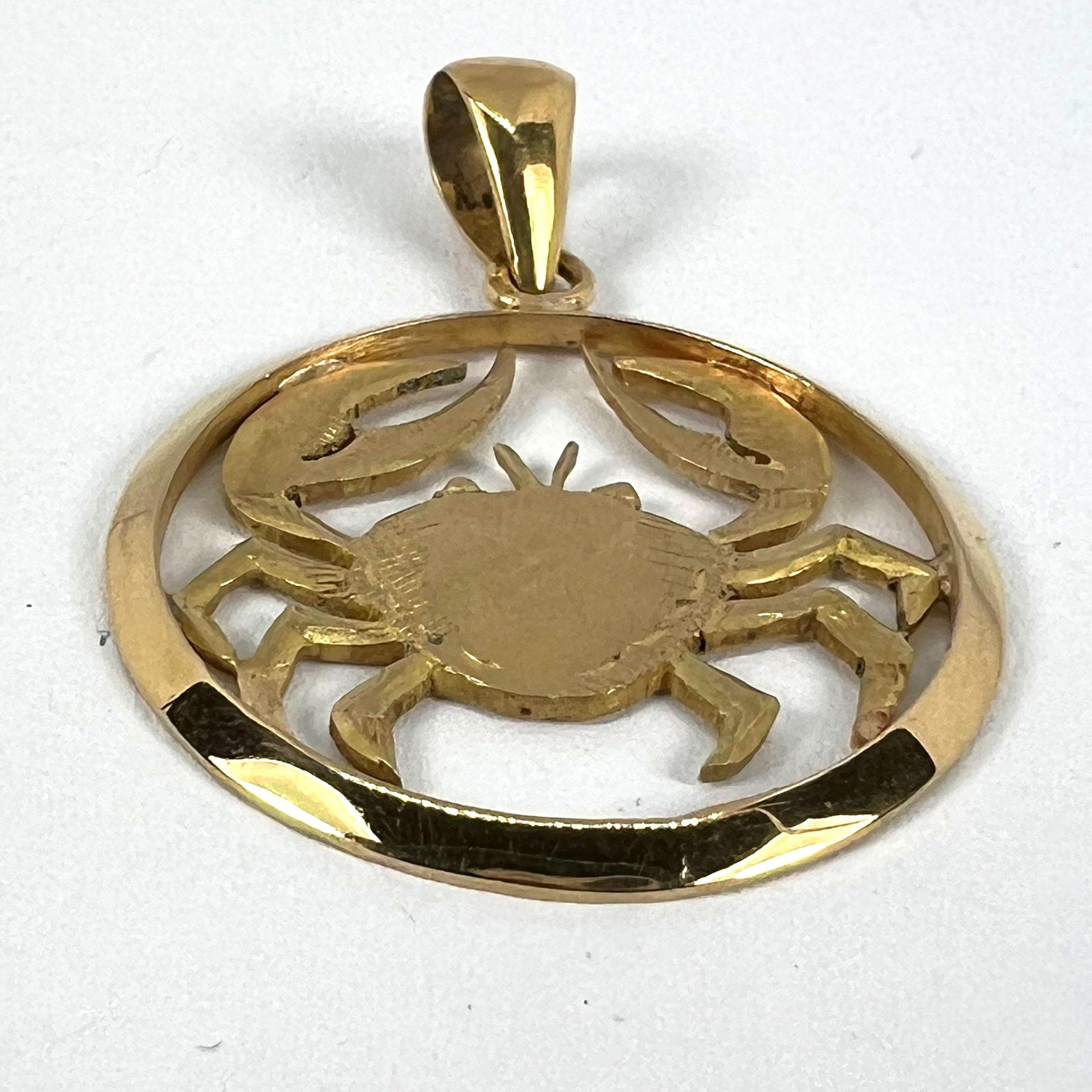 Large French 18K Yellow Gold Zodiac Cancer Crab Charm Pendant For Sale 7