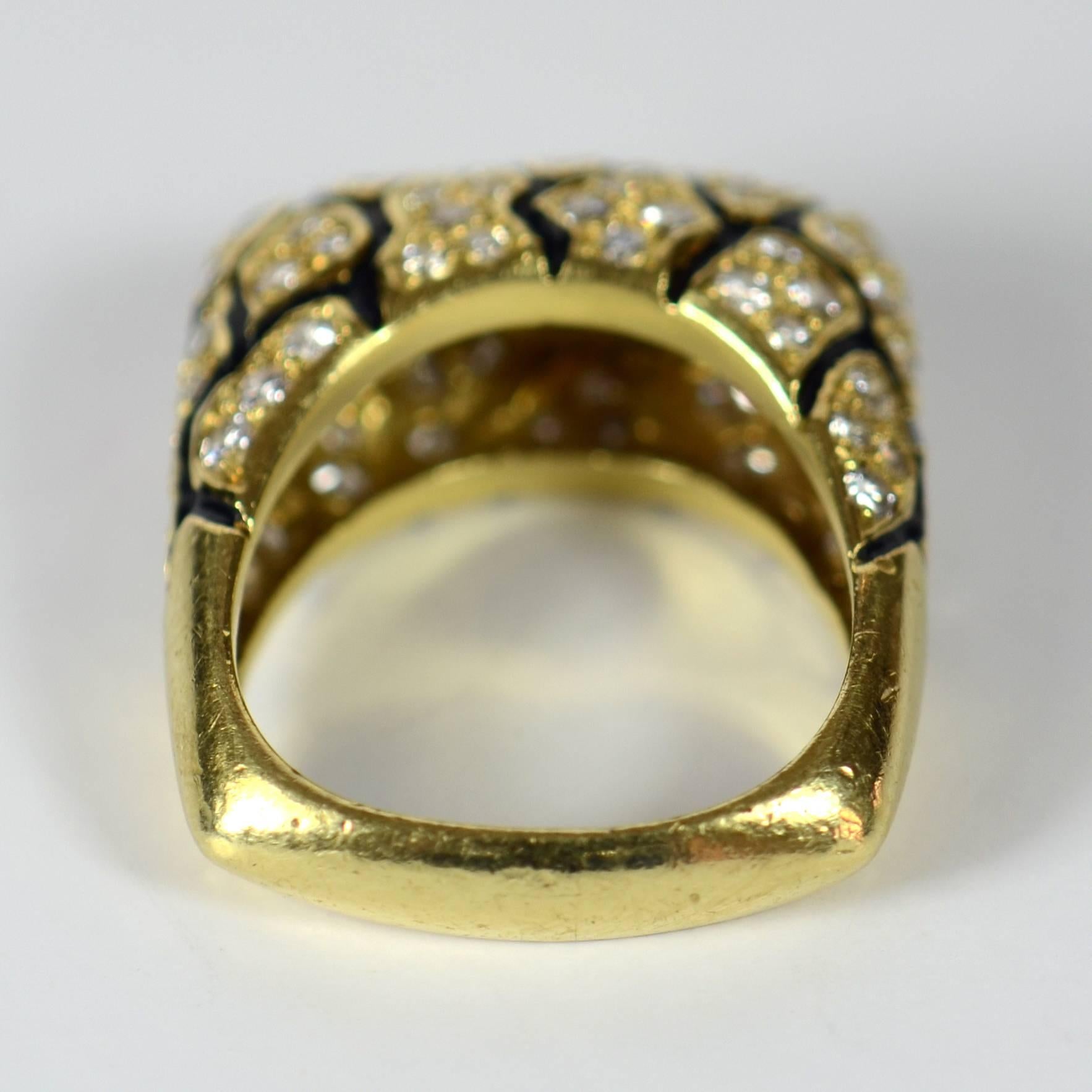 La Triomphe Enamel Diamond Gold Ring 4