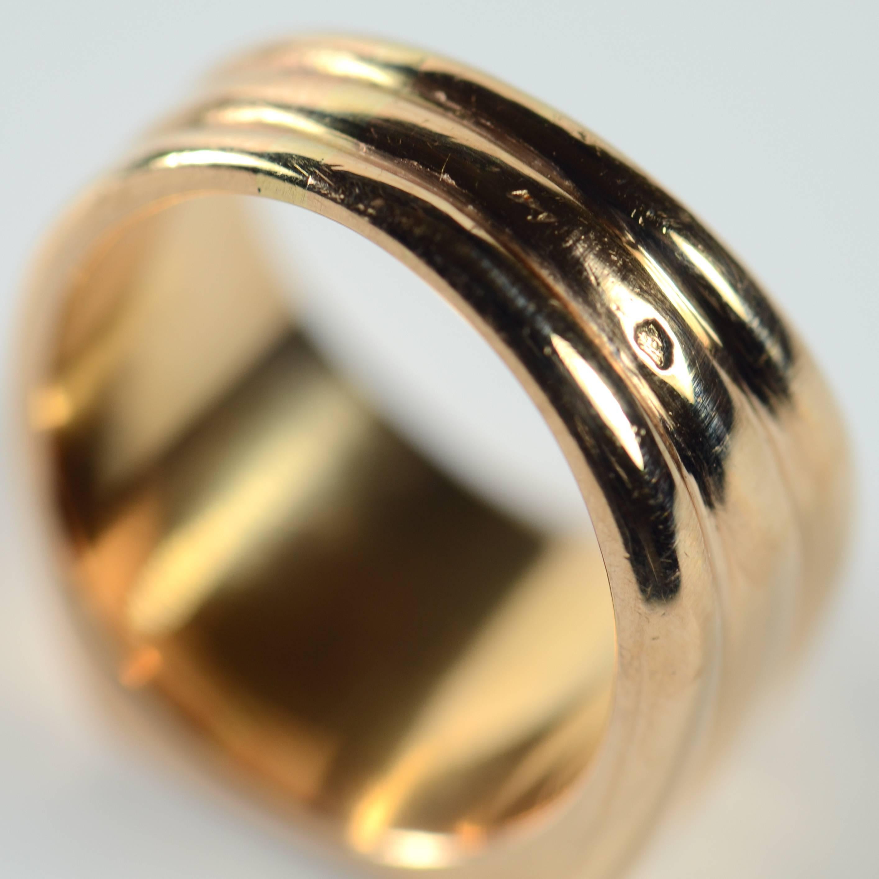 Retro French Ridged Rose Gold Ring For Sale 6
