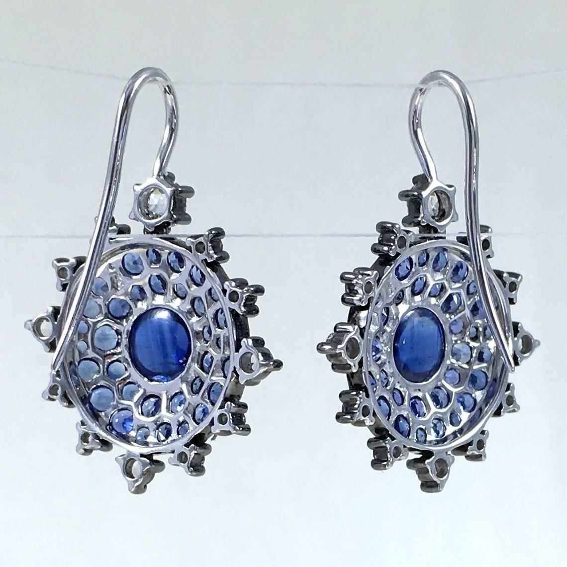 Nam Cho Bullseye Kyanite Sapphire Diamond Gold Earrings 1