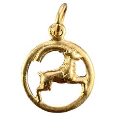 Colgante con dijes de oro de 14 quilates con el símbolo del signo zodiacal de Capricornio (la cabra)