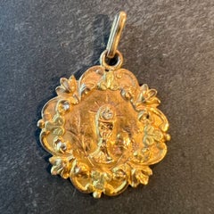 Antique French First Communion Chalice 18K Yellow Rose White Gold Medal Pendant