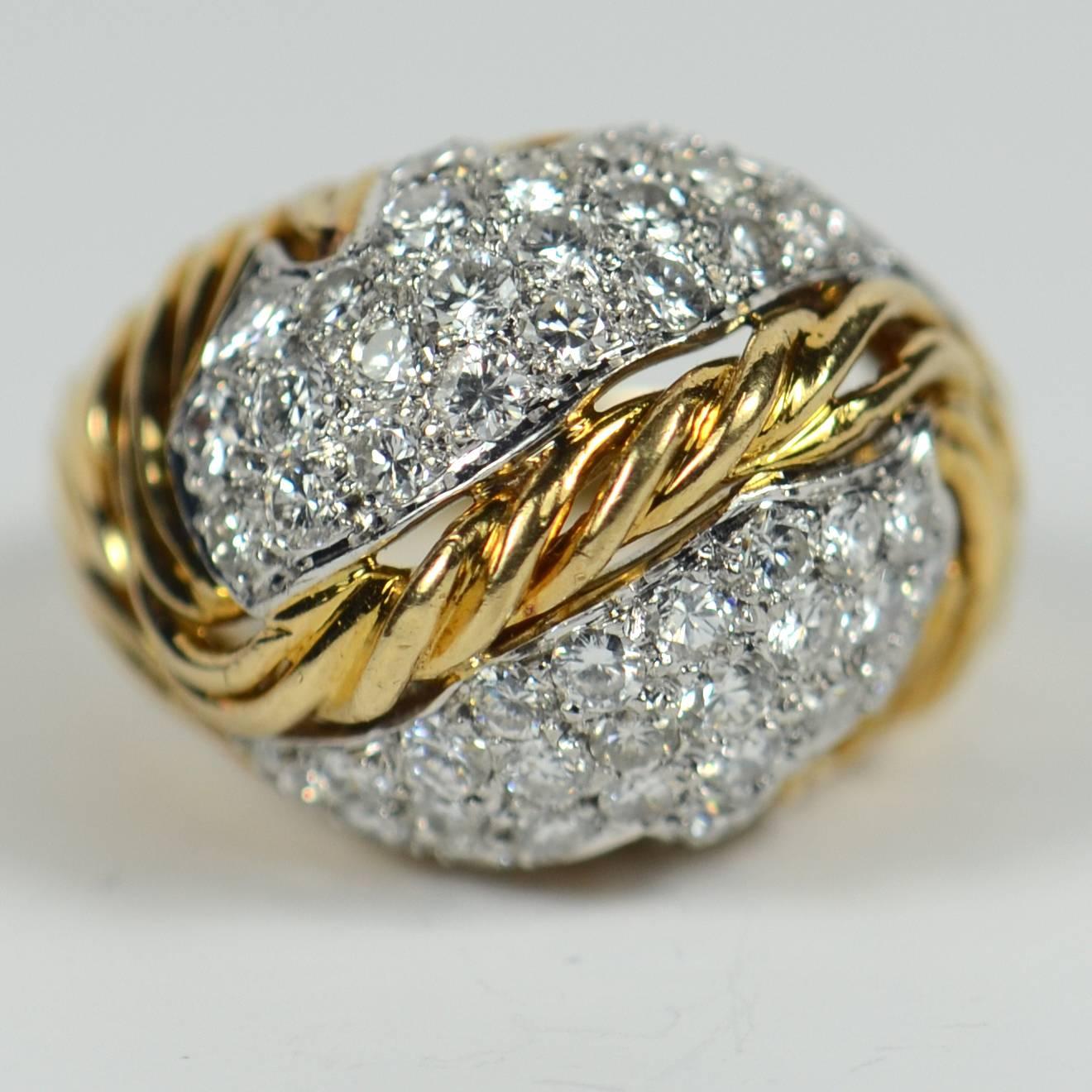 Diamond Gold Fallen Leaf Ring, circa 1950 For Sale 2