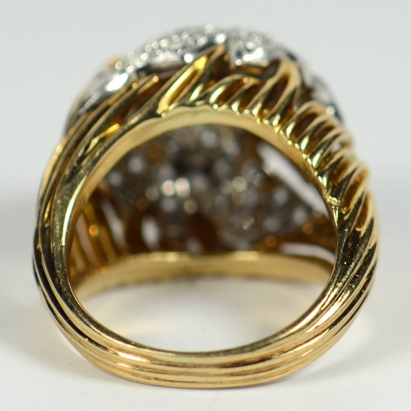 Diamond Gold Fallen Leaf Ring, circa 1950 For Sale 6