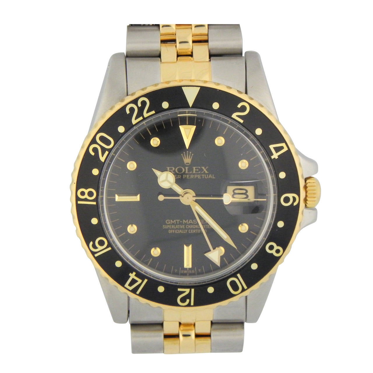 Rolex Stainless Steel and Yellow Gold GMT-Master Wristwatch circa 1987