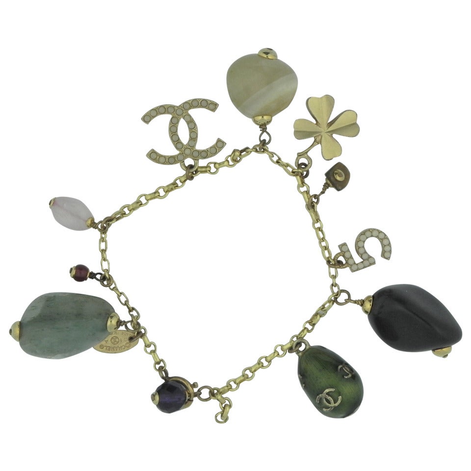 Chanel Multi Charm Bracelet :Vintage "CC" For Sale
