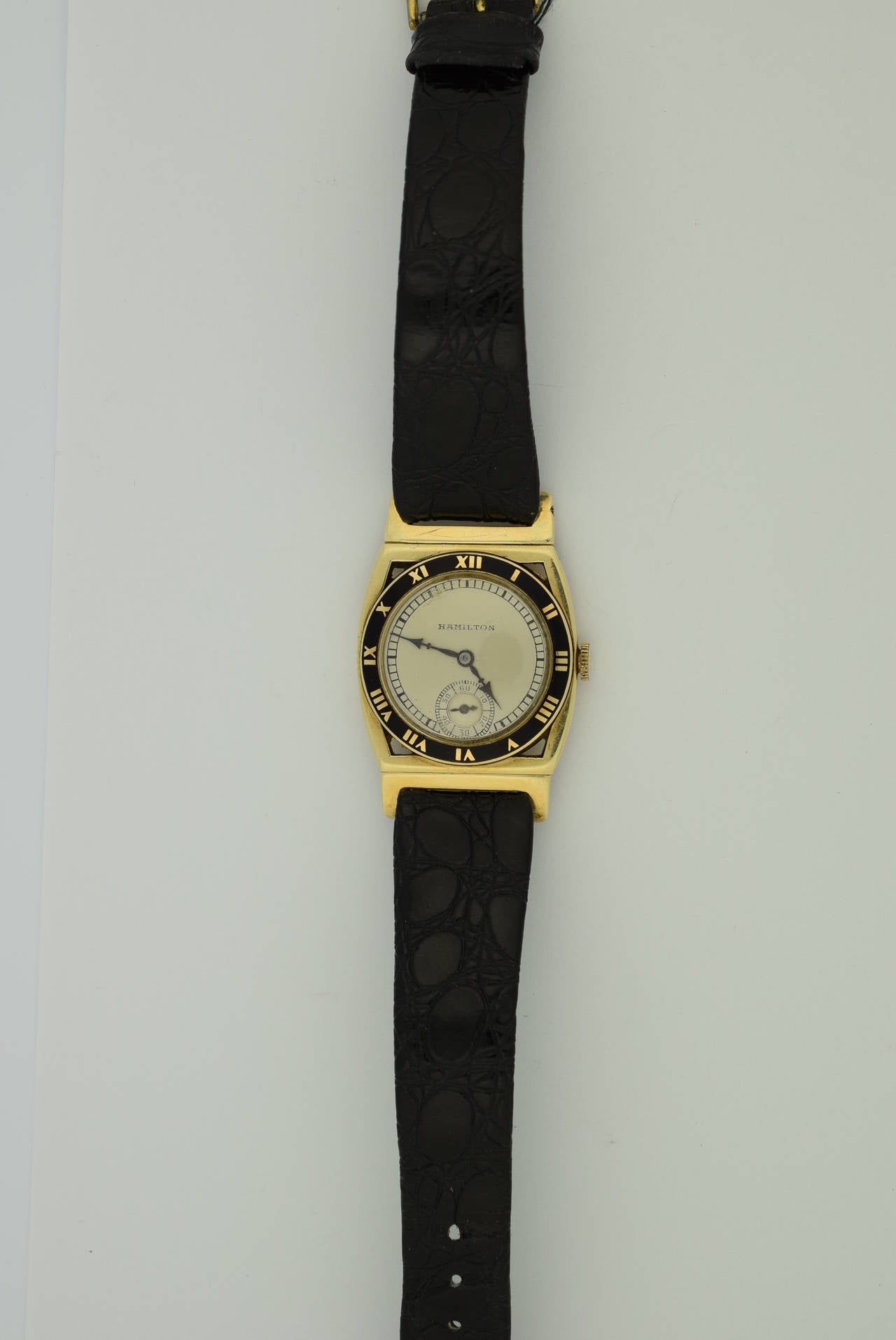 Hamilton Yellow Gold Art Deco Piping Rock Manual Wind Wristwatch