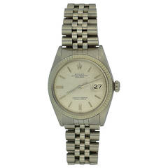 Vintage Rolex Stainless Steel Gold Bezel Oyster Perpetual DateJust Wristwatch Ref 1601