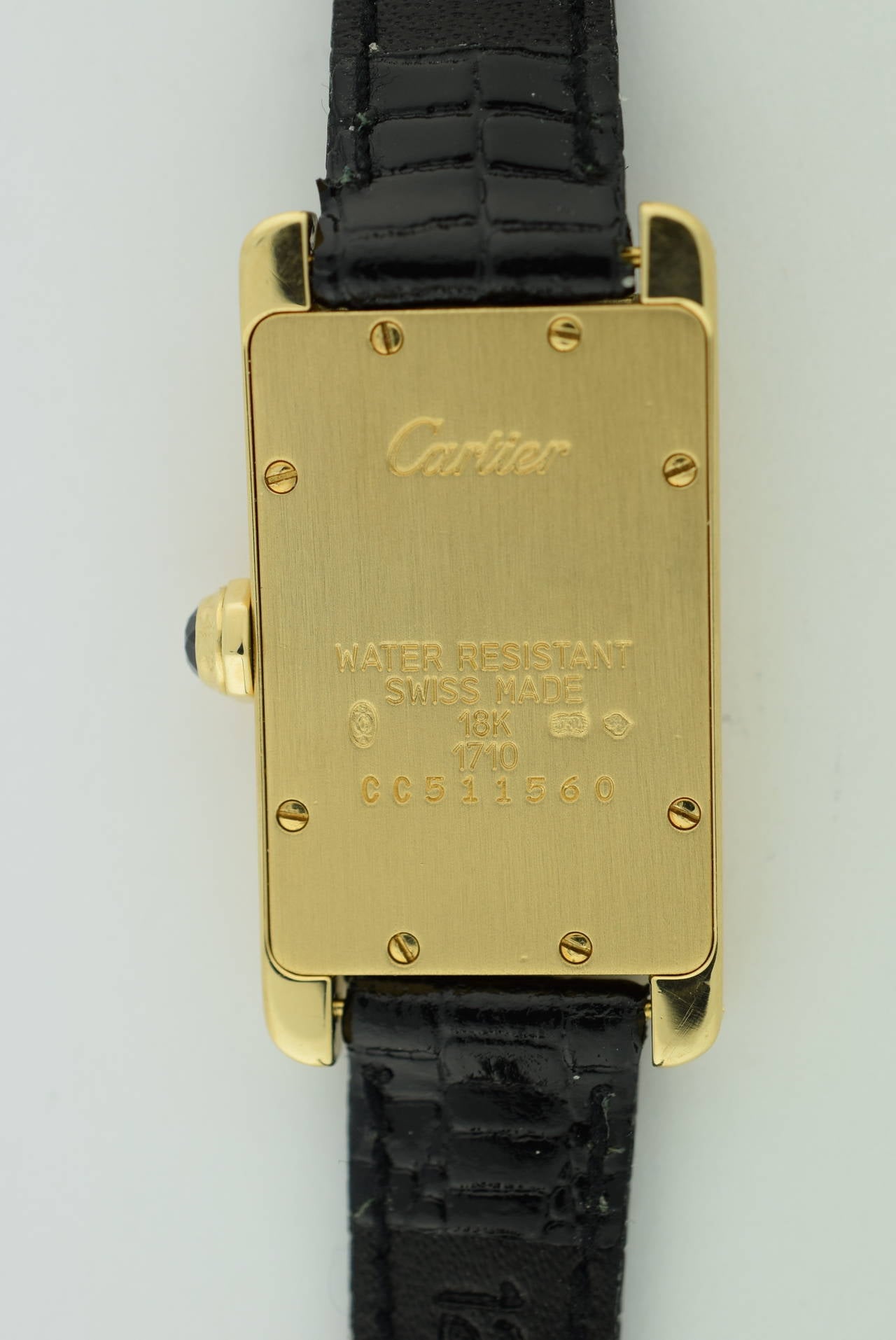 Women's or Men's Cartier Yellow Gold Midsize American Tank Quartz Wristwatch
