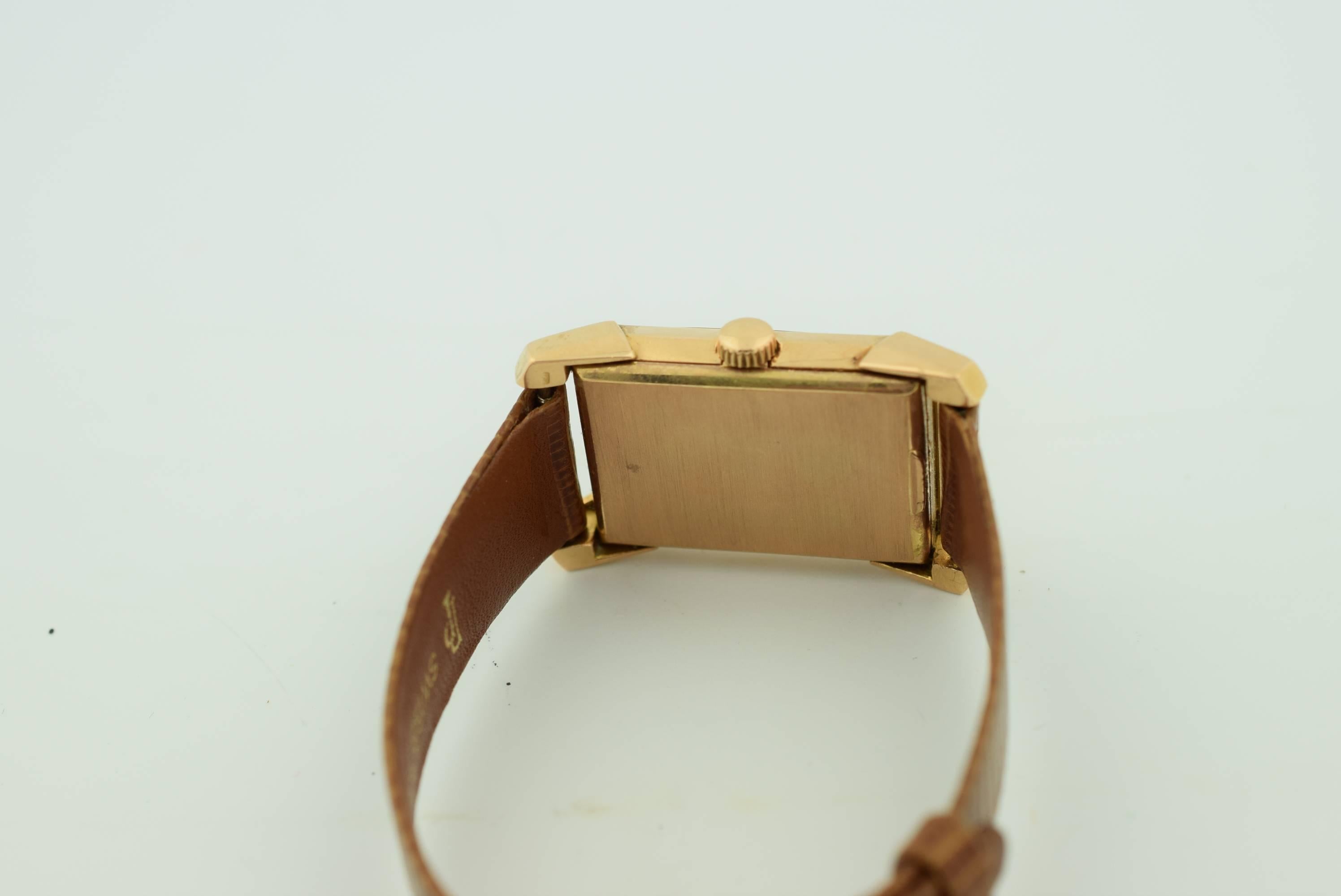 Retro Patek Philippe Rose Gold Rectangular Wristwatch Ref 2553