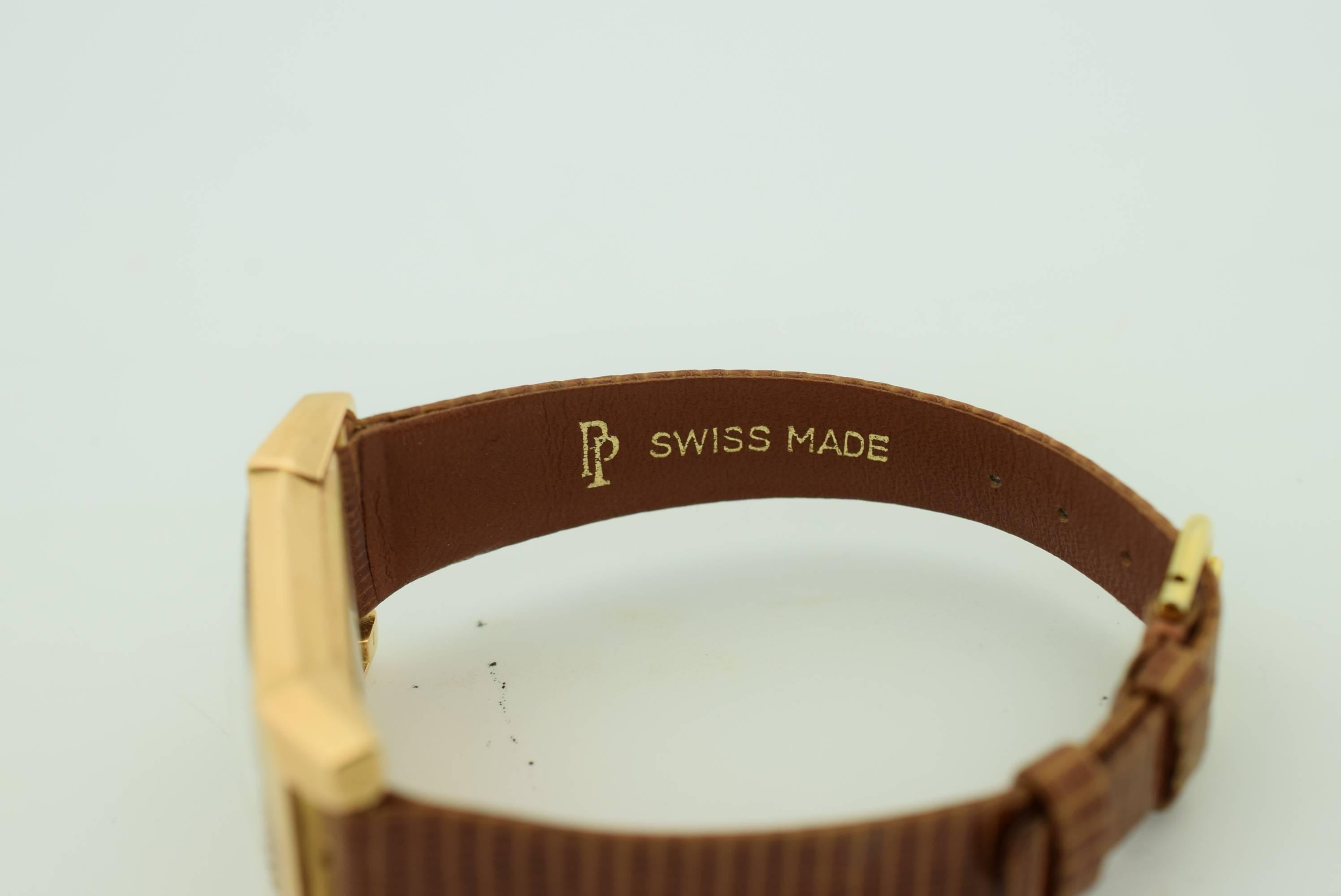 Patek Philippe Rose Gold Rectangular Wristwatch Ref 2553 In Good Condition In New York, NY