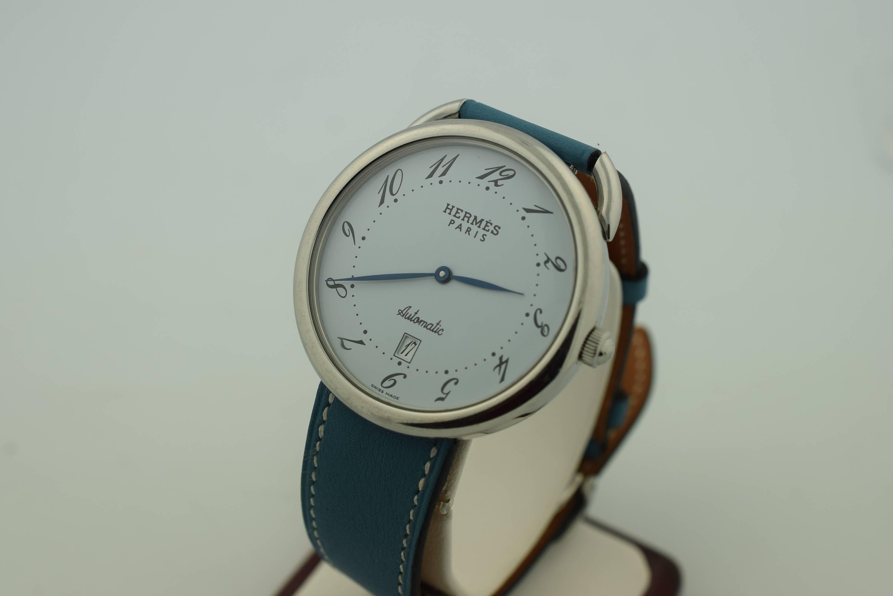 Women's or Men's Hermes Stainless Steel Arceau Wristwatch Ref AR4.810