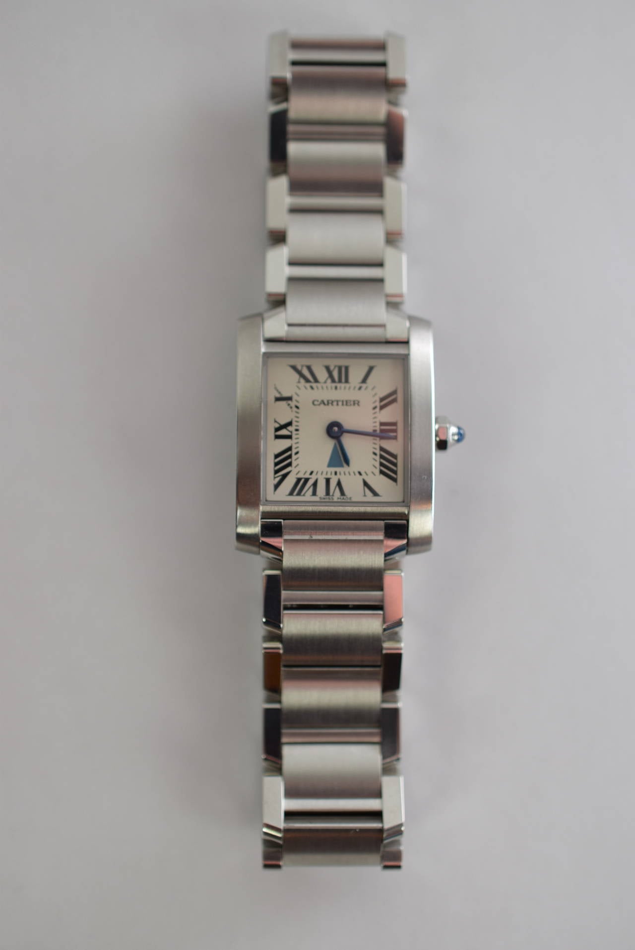 Cartier Lady's Stainless Steel Date Tank Francaise Quartz Wristwatch In Excellent Condition In New York, NY