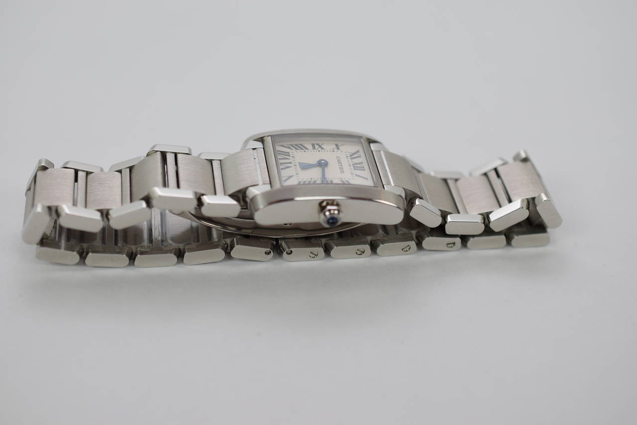 Women's Cartier Lady's Stainless Steel Date Tank Francaise Quartz Wristwatch