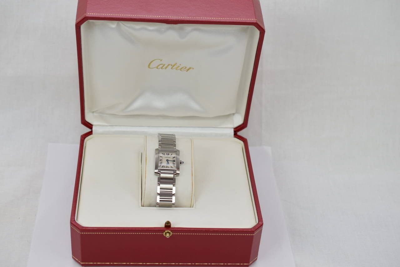 Cartier Lady's Stainless Steel Date Tank Francaise Quartz Wristwatch 4