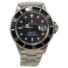 Rolex Stainless Steel Submariner Date Sapphire Crystal Wristwatch Ref 16800